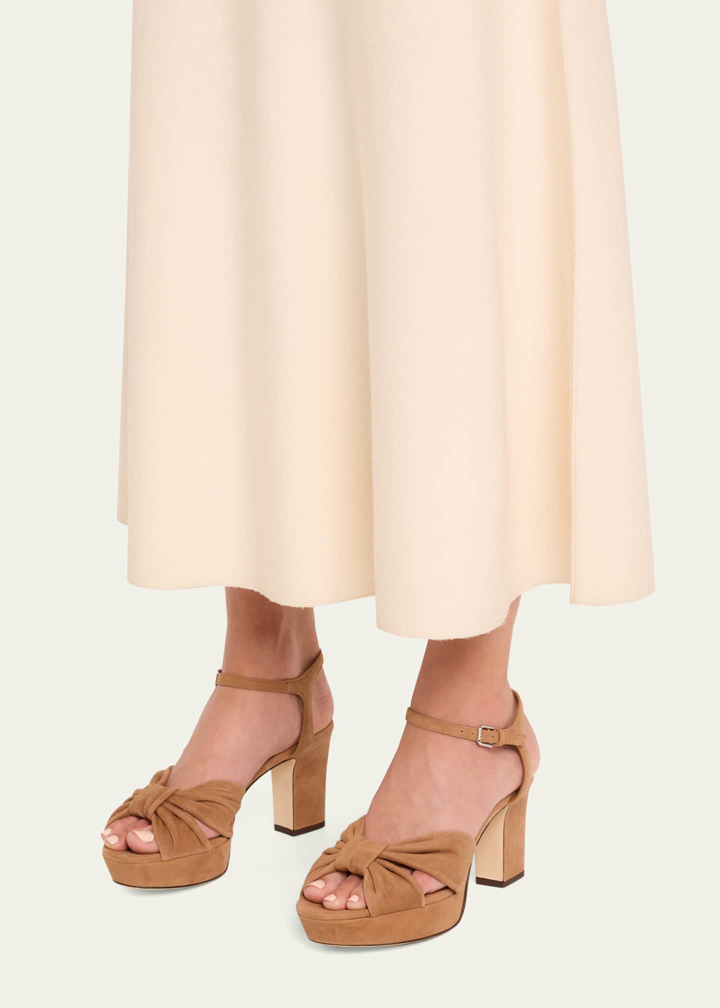 Jimmy Choo Heloise Suede Knot Platform Sandals Image 2 of 6
