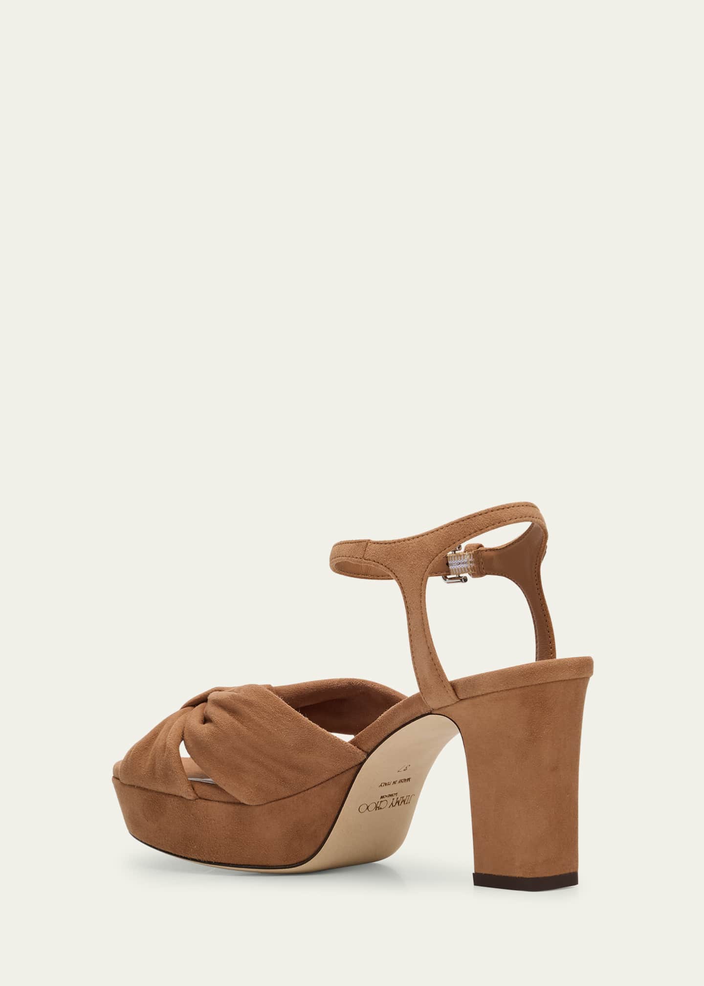 Jimmy Choo Heloise Suede Knot Platform Sandals Image 4 of 6