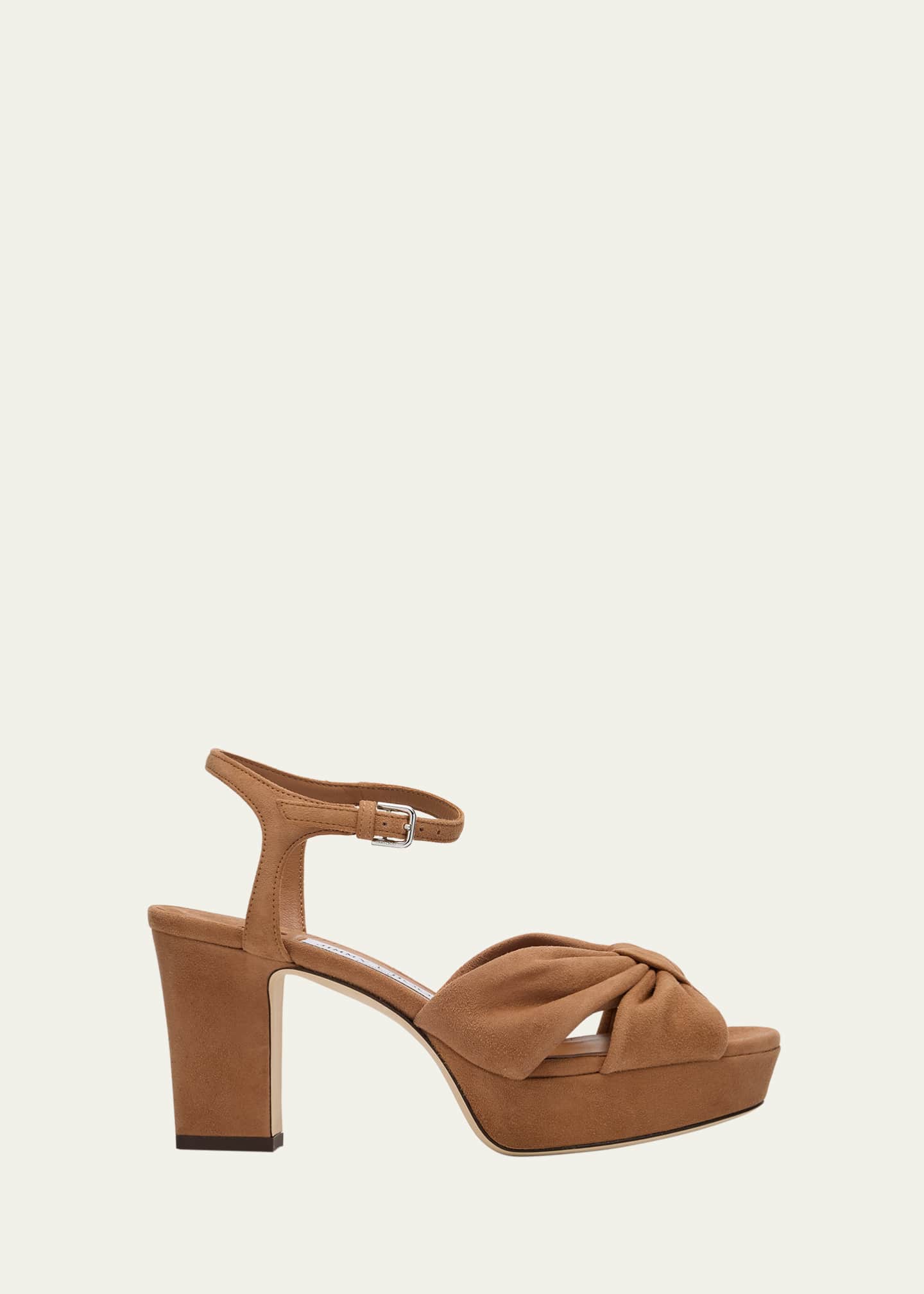 Jimmy Choo Heloise Suede Knot Platform Sandals Image 1 of 6