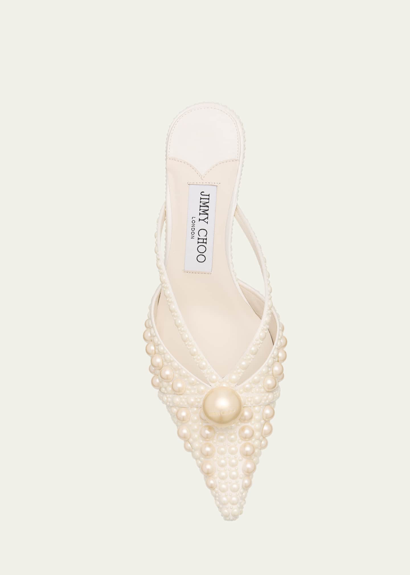 サンダル・ミュール JIMMY CHOO SANA LEATHER MULES Jimmy Choo Sana 51 Pearly Leather Mules - Bergdorf Goodman