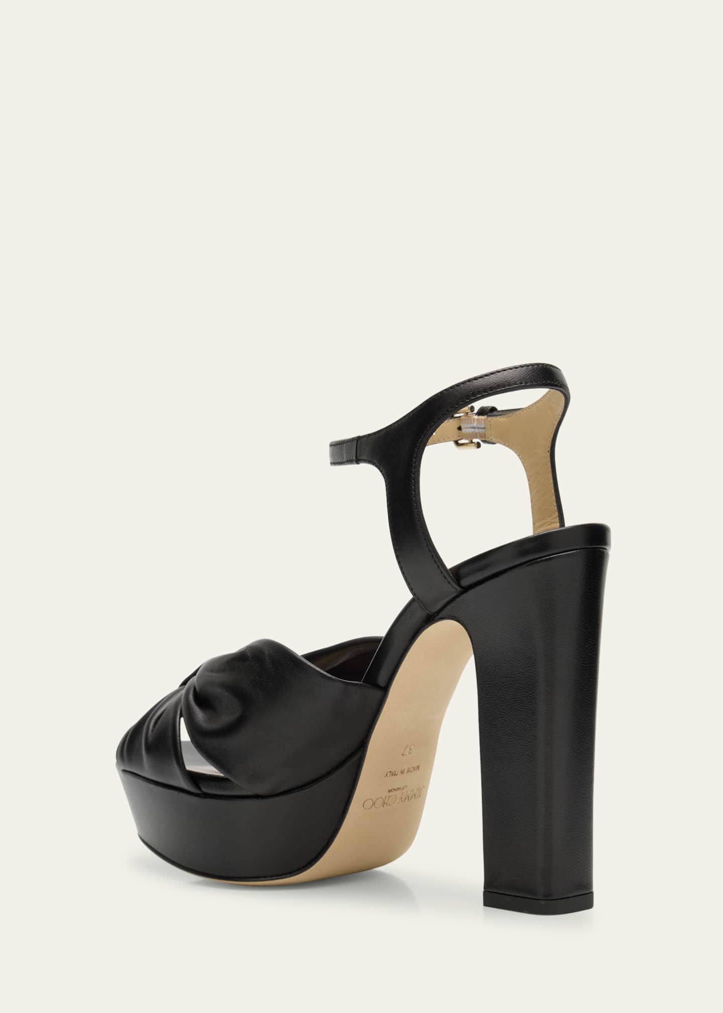 Jimmy Choo Heloise Leather Knot Platform Sandals Image 2 of 4