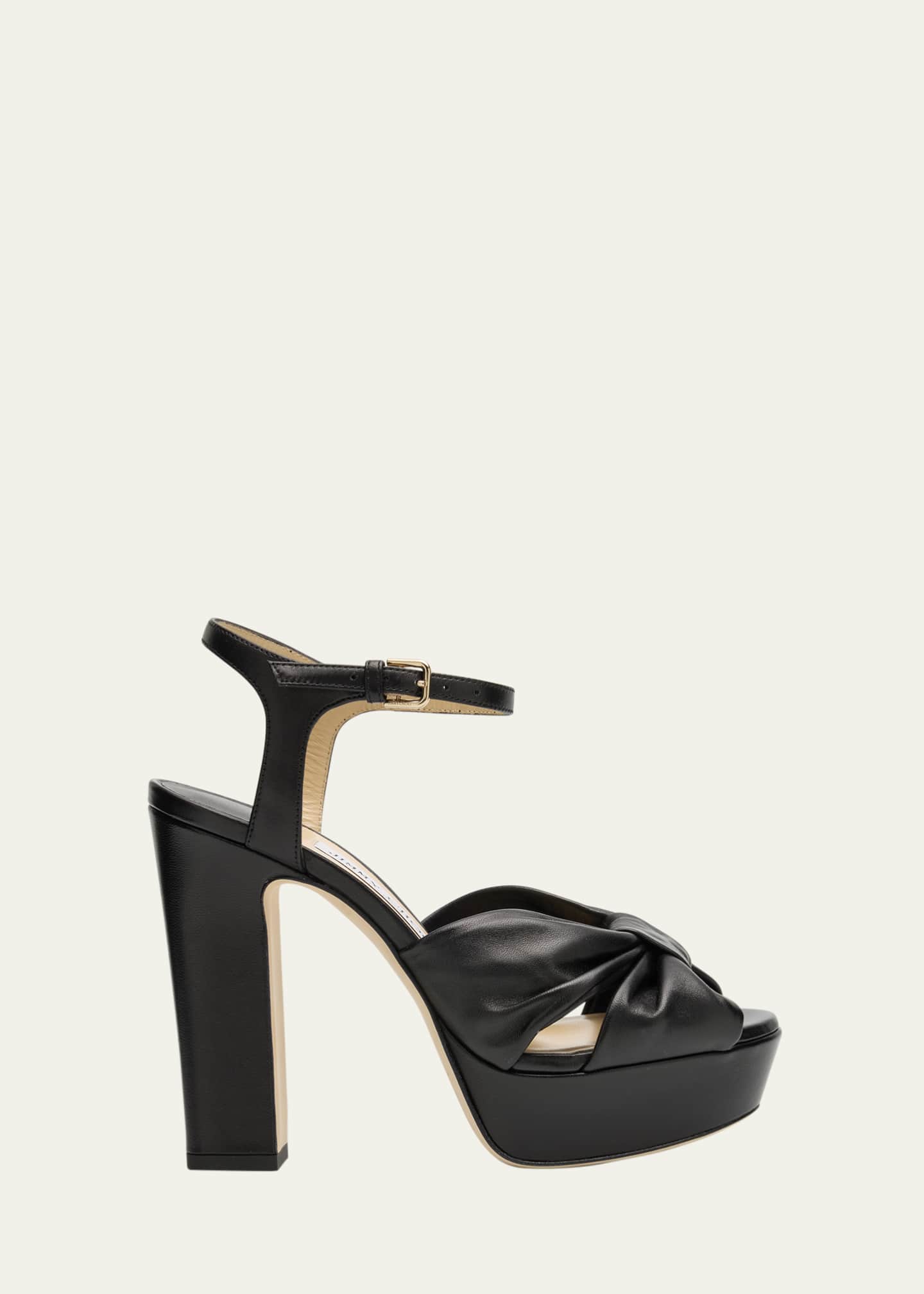 Jimmy Choo Heloise Leather Knot Platform Sandals Image 1 of 4