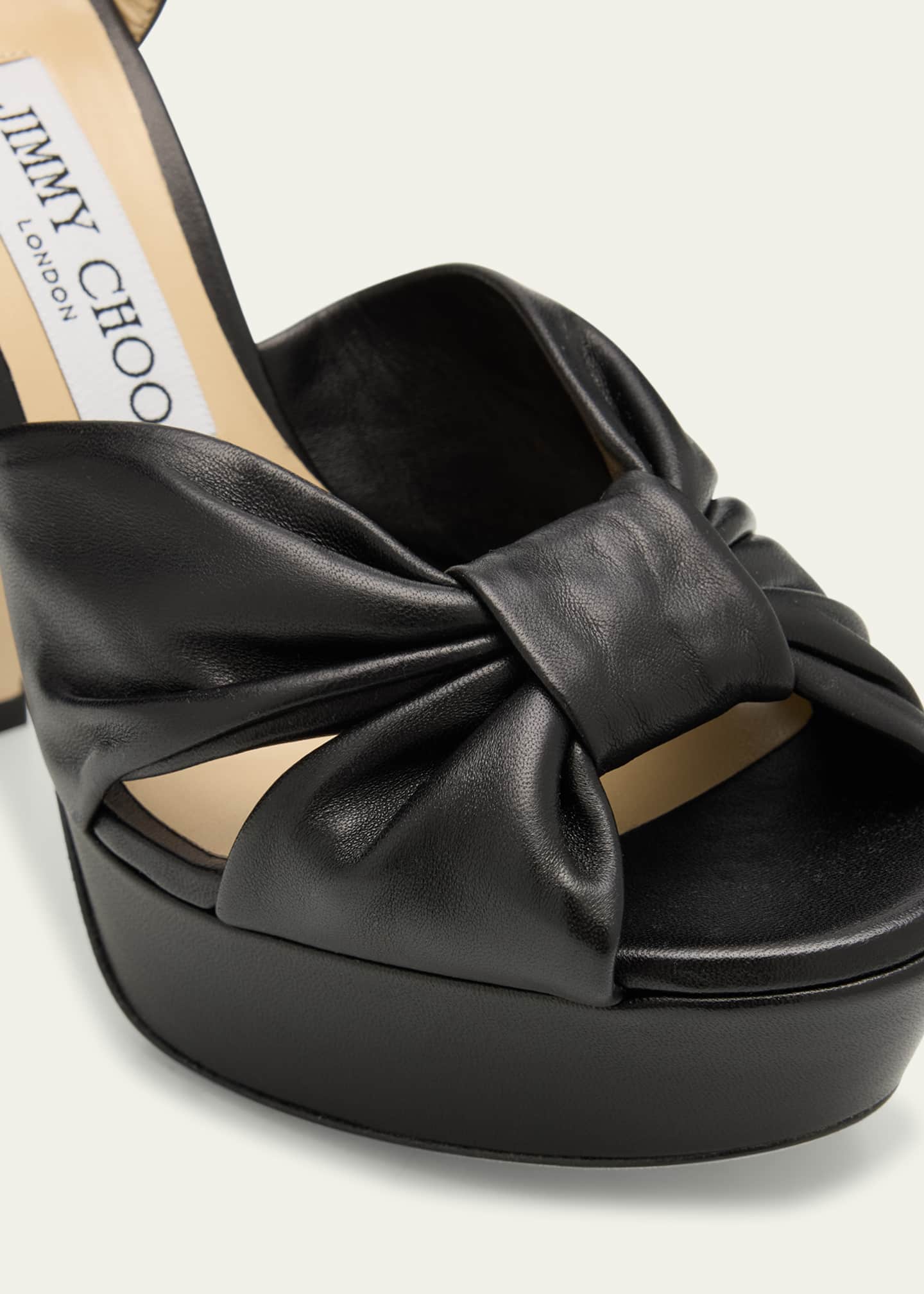 Jimmy Choo Heloise Leather Knot Platform Sandals Image 3 of 4