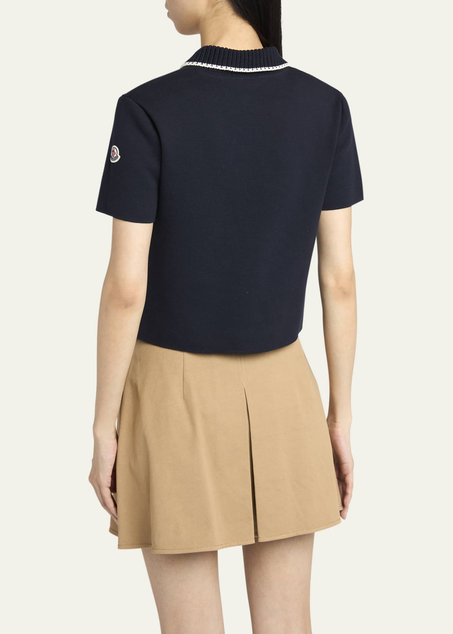 Tシャツ・カットソー MONCLER Short-sleeved polo shirt (J10938A0000889AJU 034) Moncler Short-Sleeve Polo Shirt - Bergdorf Goodman
