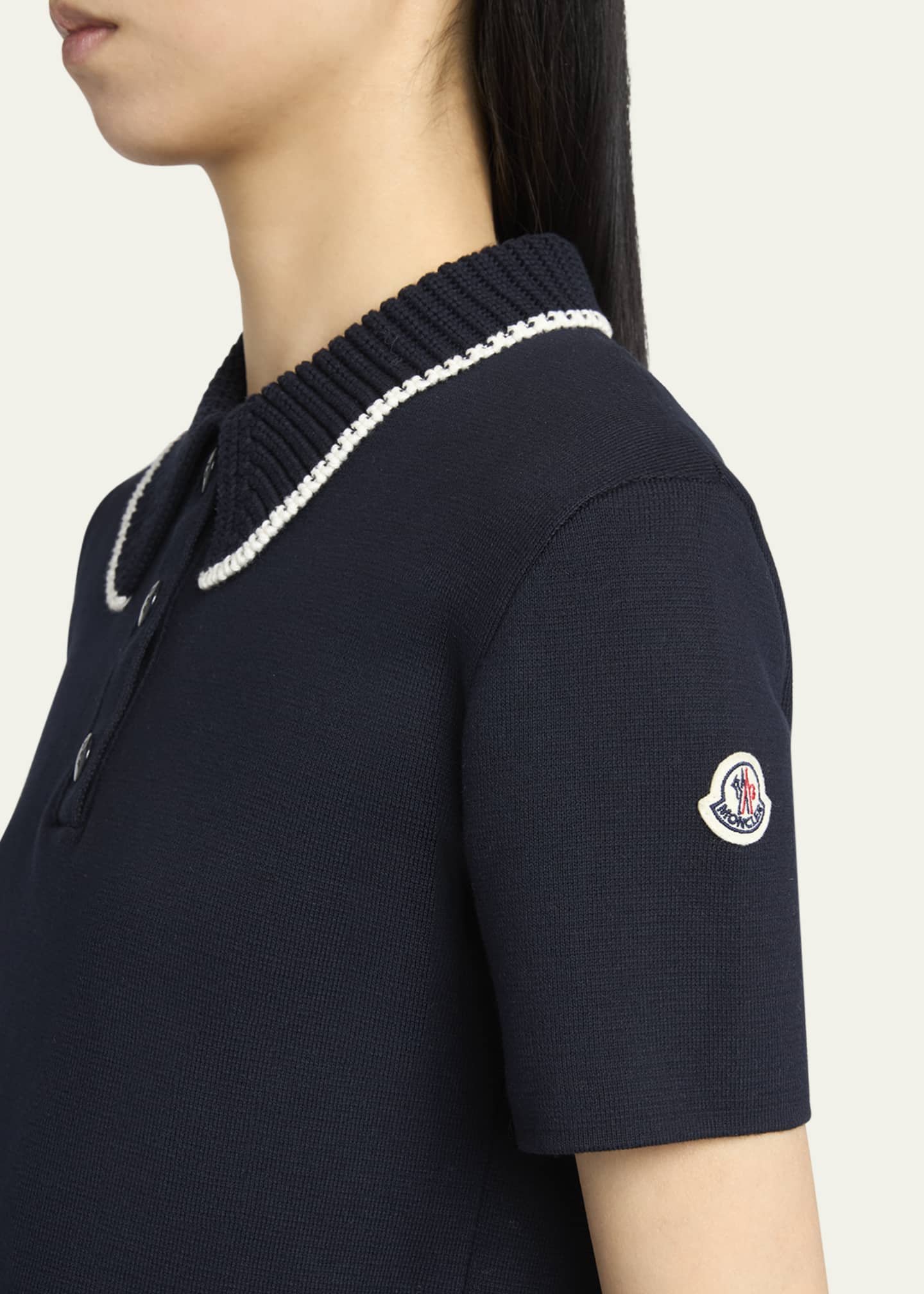 Tシャツ・カットソー MONCLER Women Polo Shirts 093 8C000 22 89A1K999 Black Moncler Short-Sleeve Polo Shirt - Bergdorf Goodman