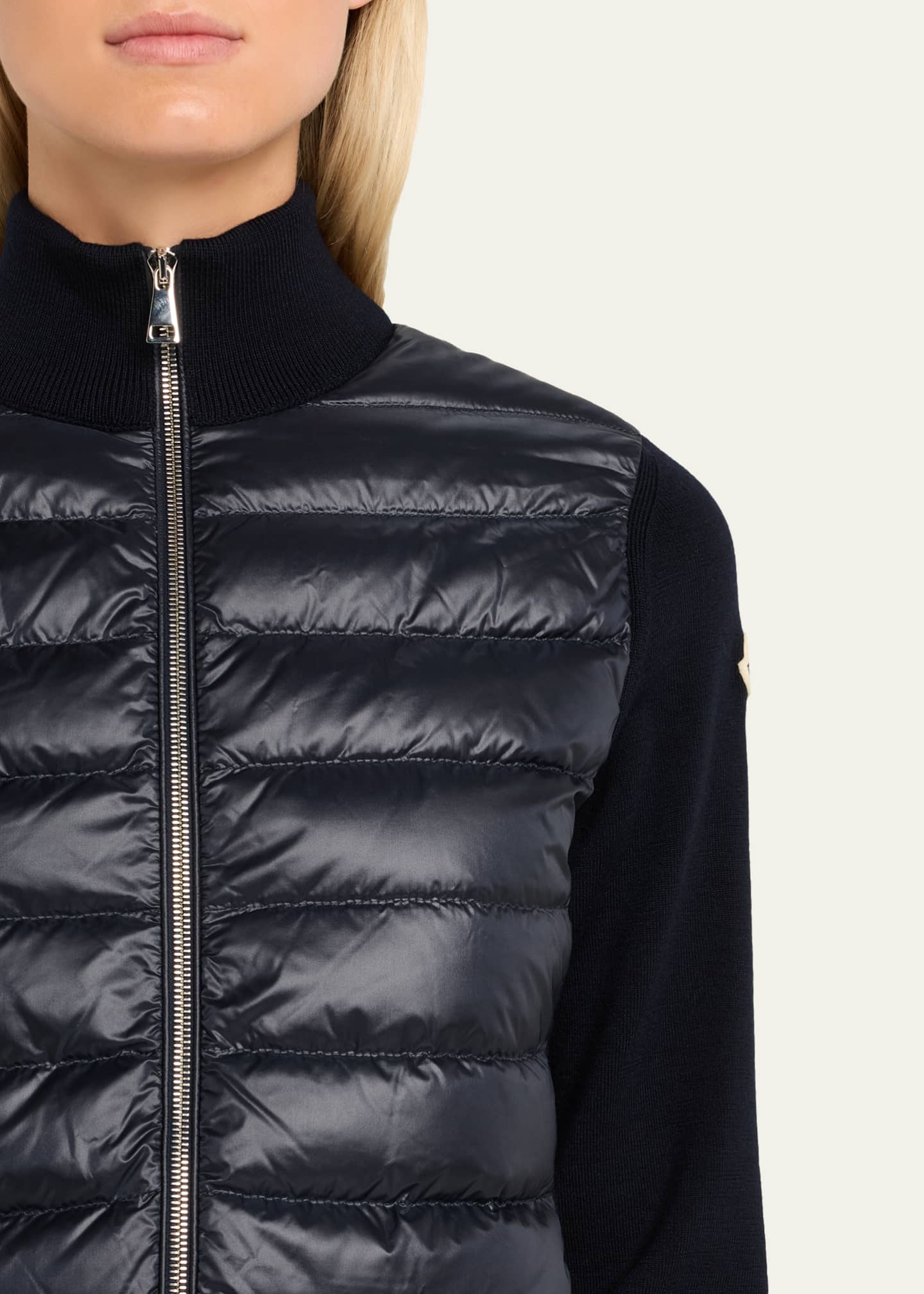 Moncler Combo Down Short Cardigan - Bergdorf Goodman