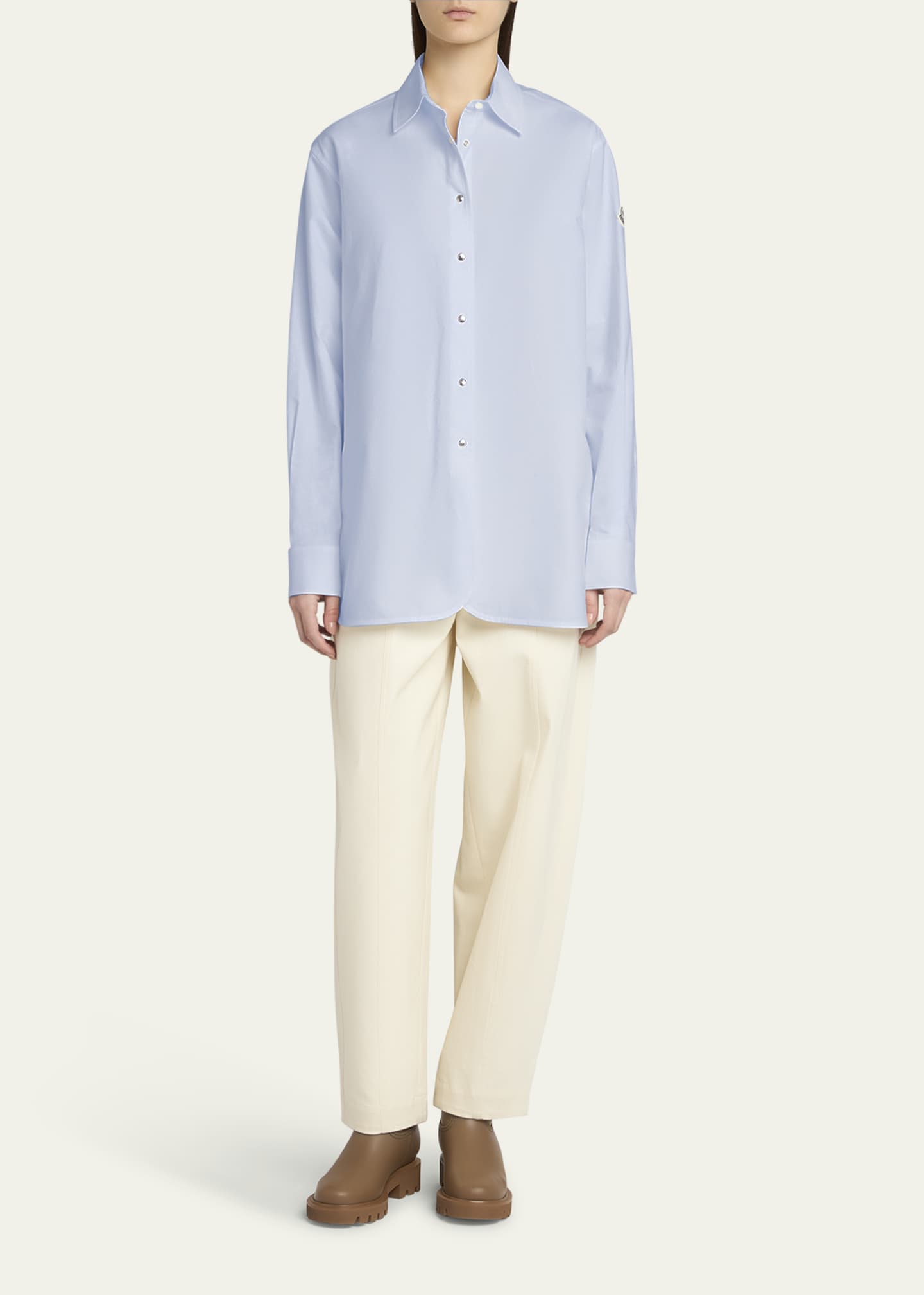 Moncler Long-Sleeve Cotton Shirt Image 2 of 5