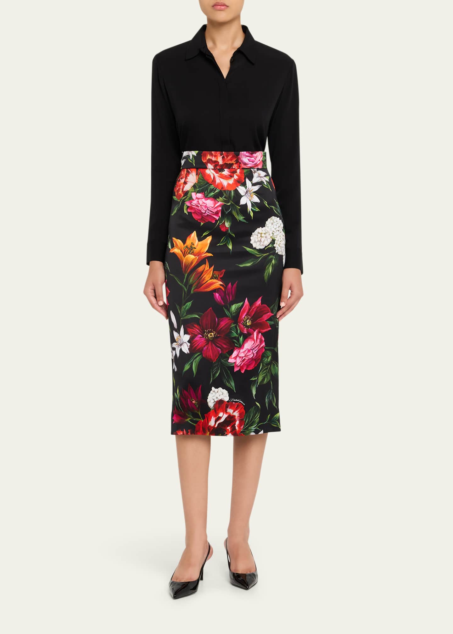 Dolce&Gabbana Floral Bouquet Midi Skirt Image 2 of 5
