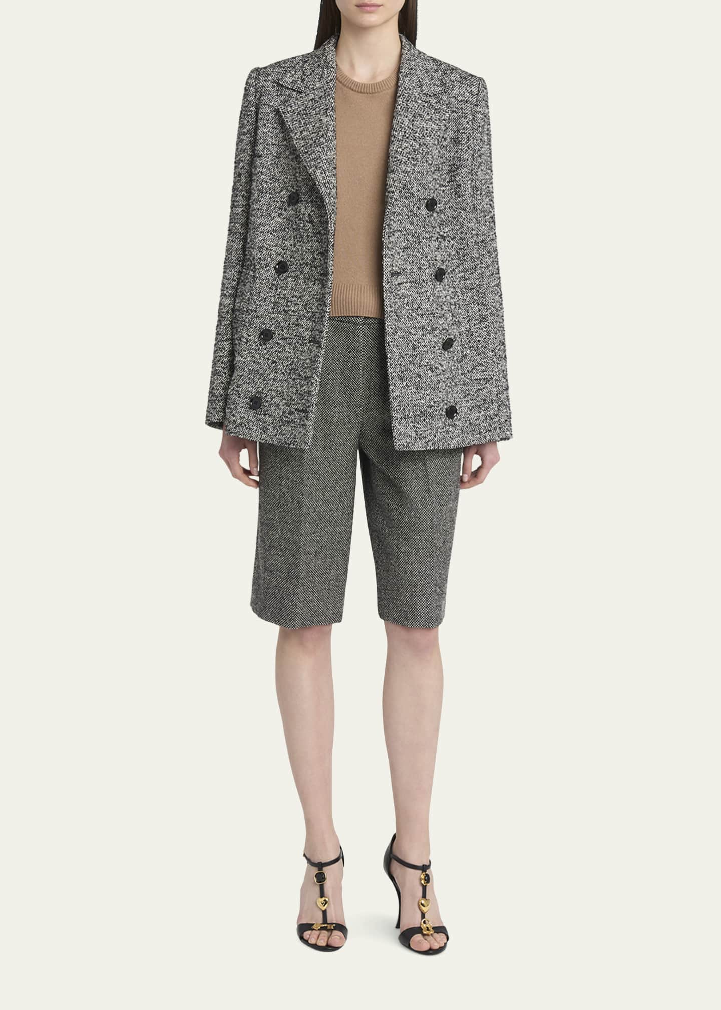 Dolce&Gabbana Dotted Wool-Blend Double-Breasted Blazer Image 2 of 5