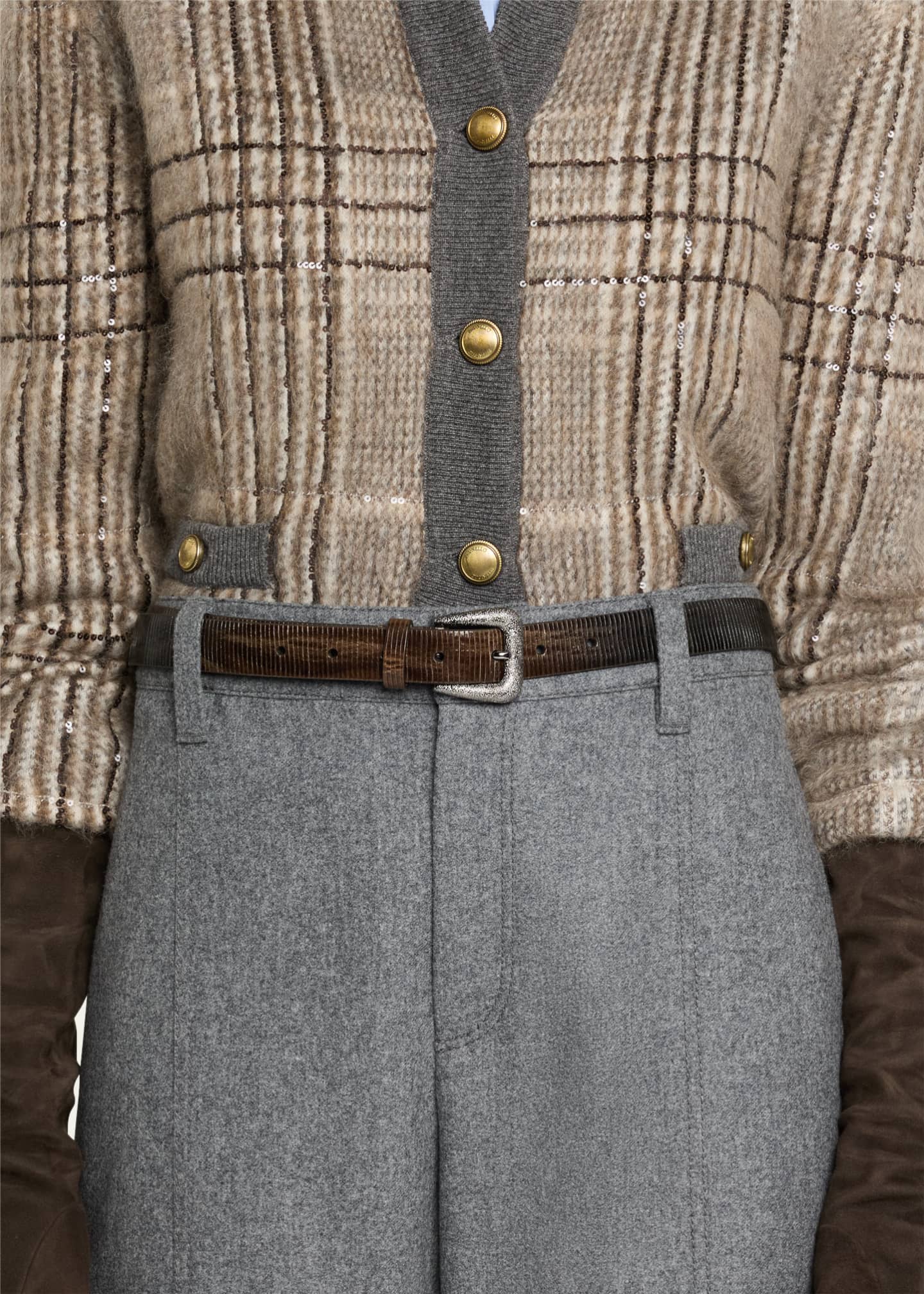 Brunello Cucinelli Lizard-Effect Leather Buckle Western Belt Image 2 of 2