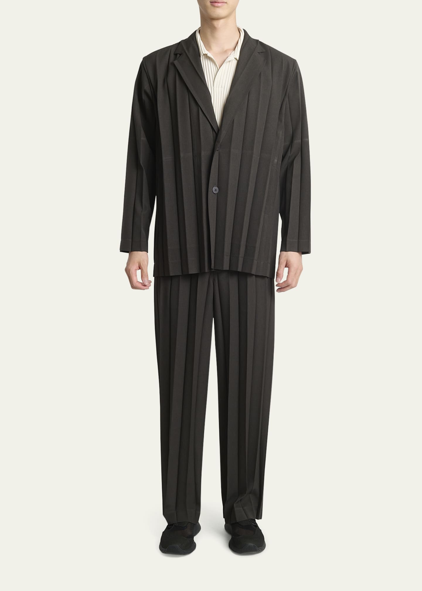 芸能人愛用のルームウェア Men's Miyake Issey Plisse Homme Edge Pants Pleated Ensemble パンツ