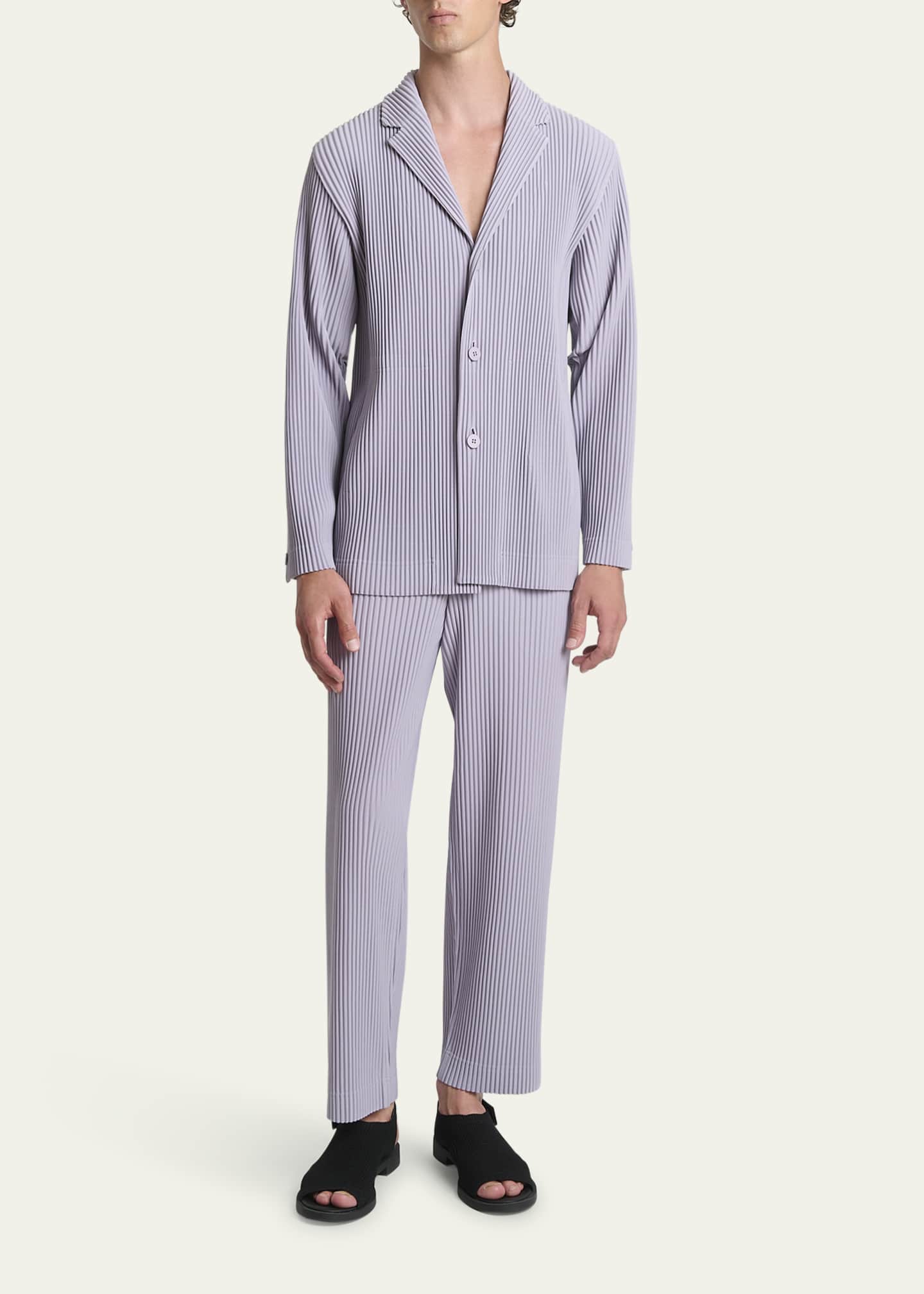 Homme Plisse Issey Miyake Men's Pleated Single-Breasted Sport Coat Image 2 of 5