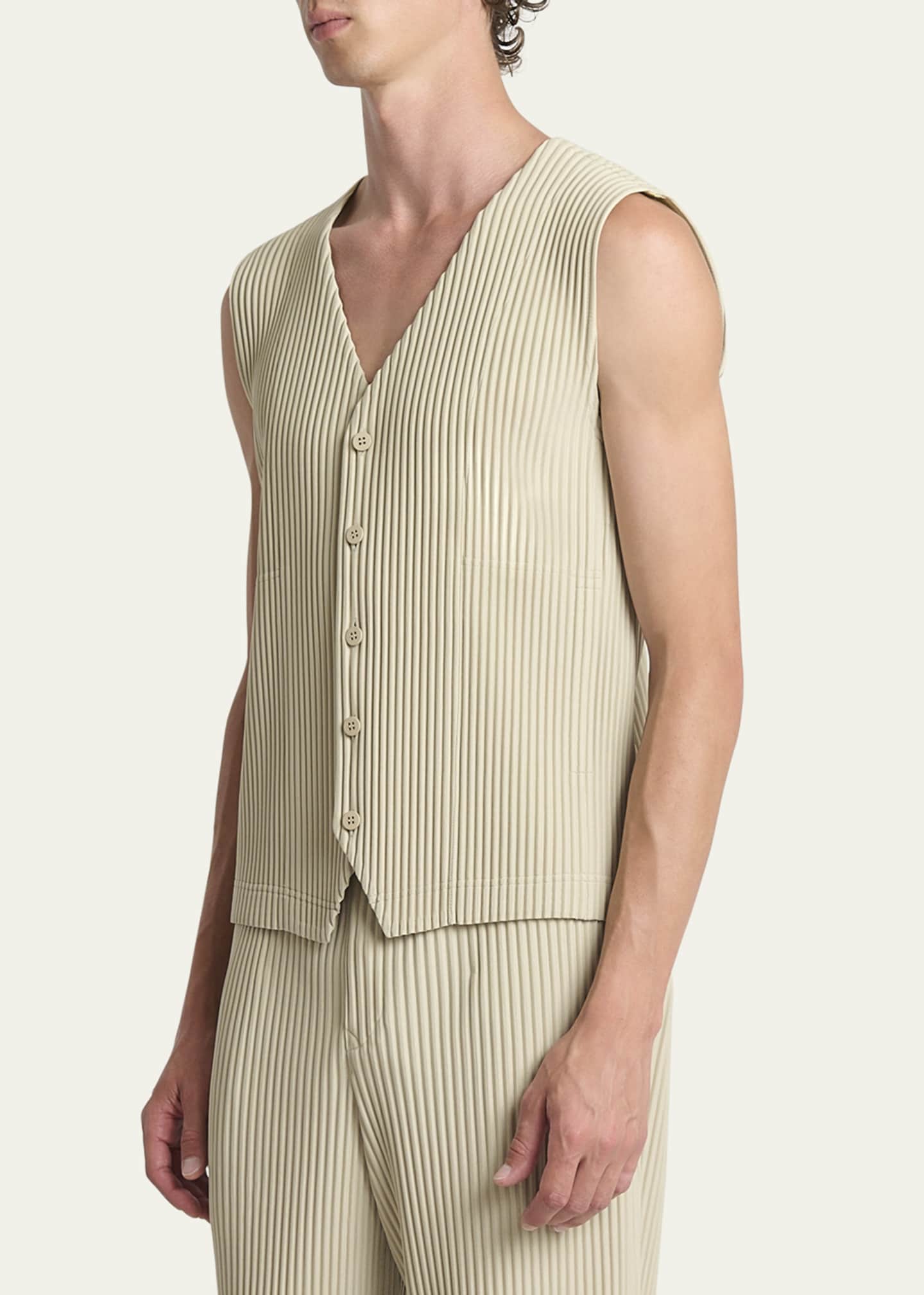 ISSEY MIYAKE MEN Rayon wool Brush Tags Gilet Vest Jacket Ensemble suit Purple brown M