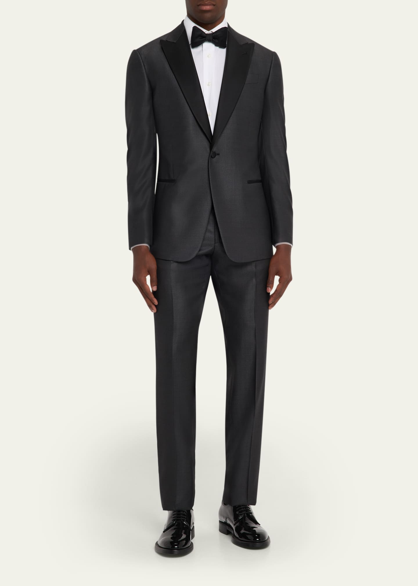 Giorgio Armani Men's Micro-Dot Silk Peak Lapel Tuxedo Image 2 of 8