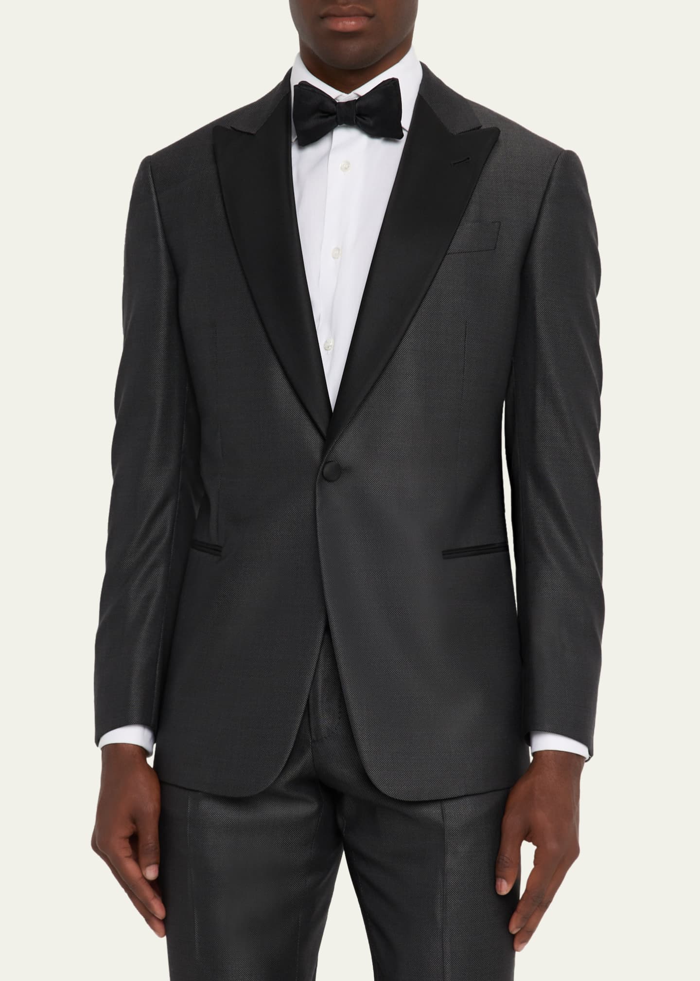 Giorgio Armani Men's Micro-Dot Silk Peak Lapel Tuxedo Image 4 of 8