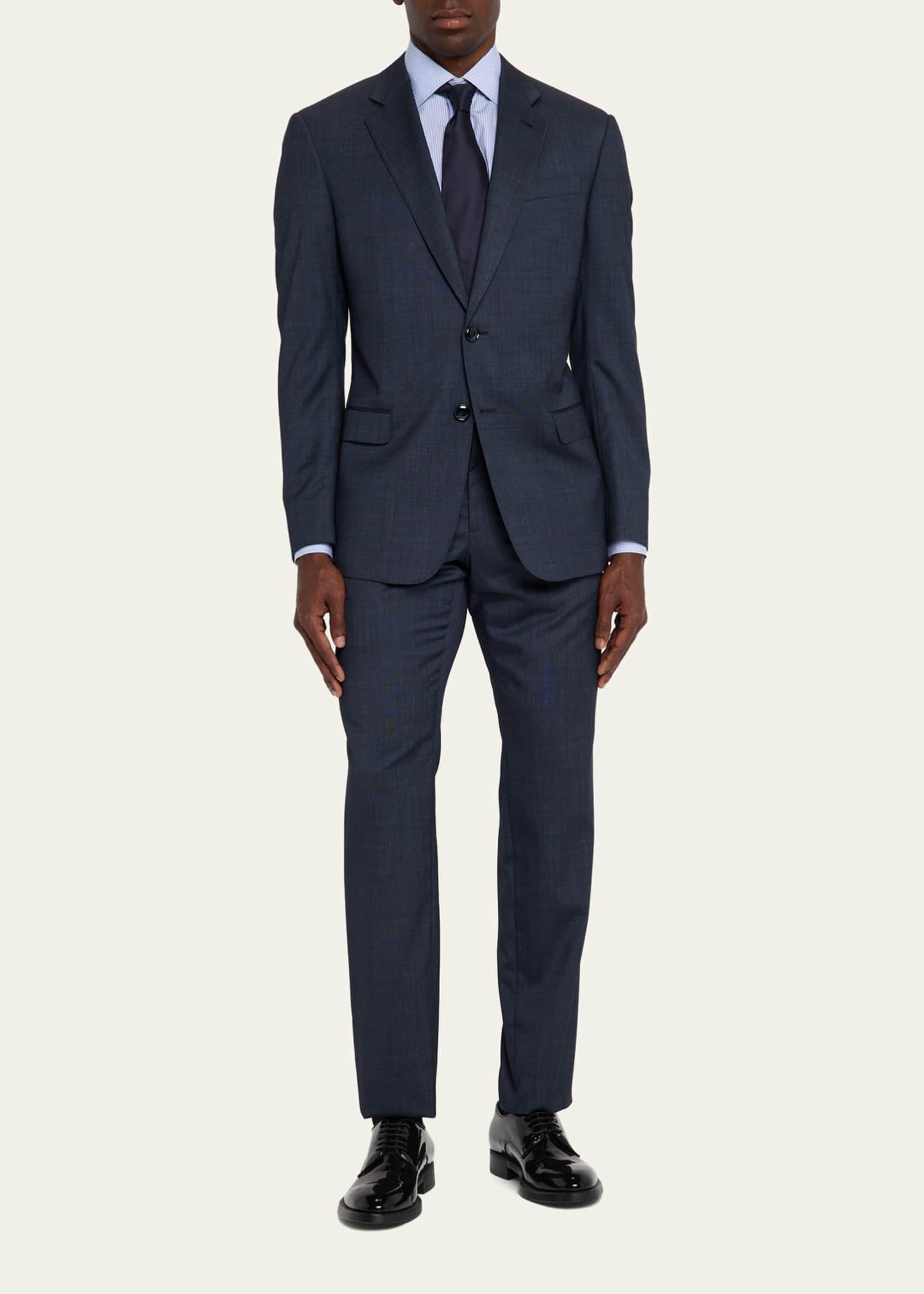 Giorgio Armani Men's Majesty Cotton Vertical Stripe Dress Shirt Image 2 of 5