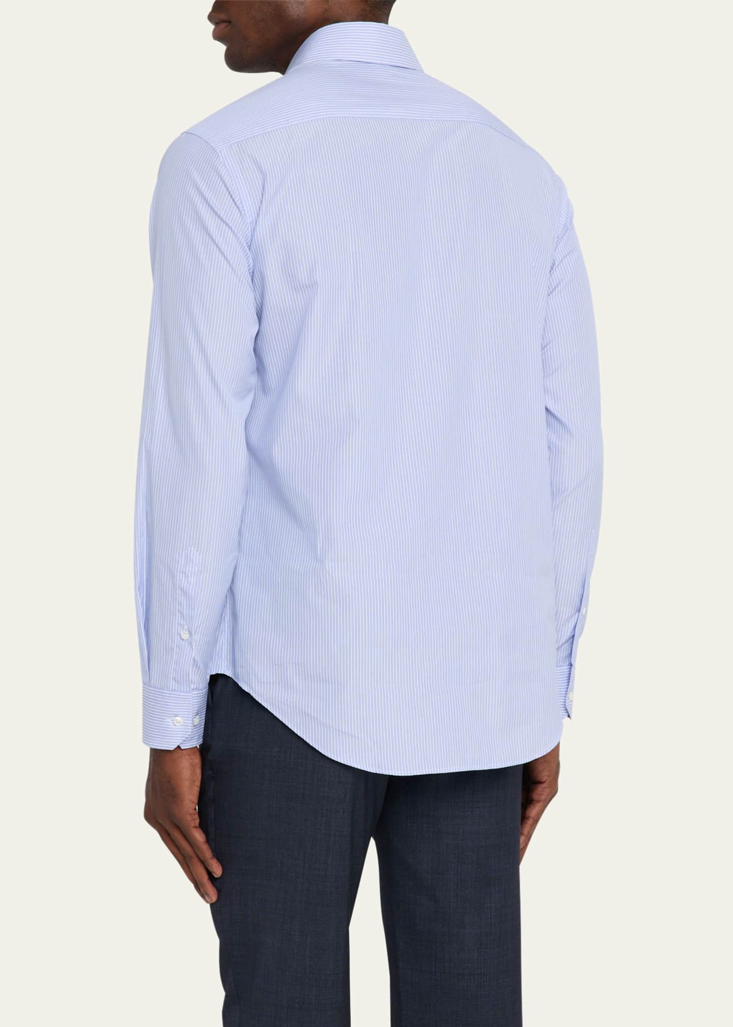 Giorgio Armani Men's Majesty Cotton Vertical Stripe Dress Shirt Image 3 of 5