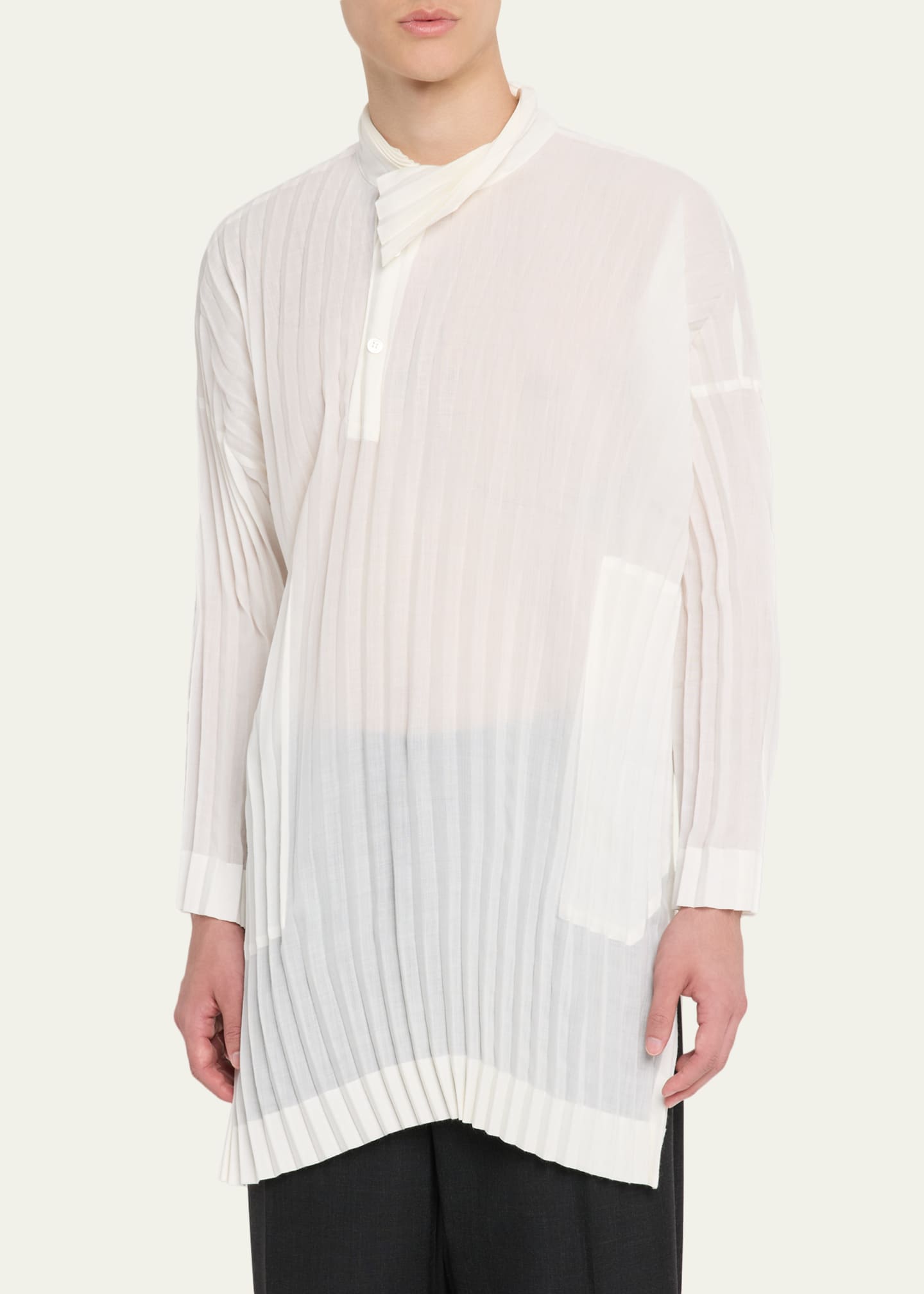 Homme Plisse Issey Miyake Men's Windswept Mid-Length Pleated