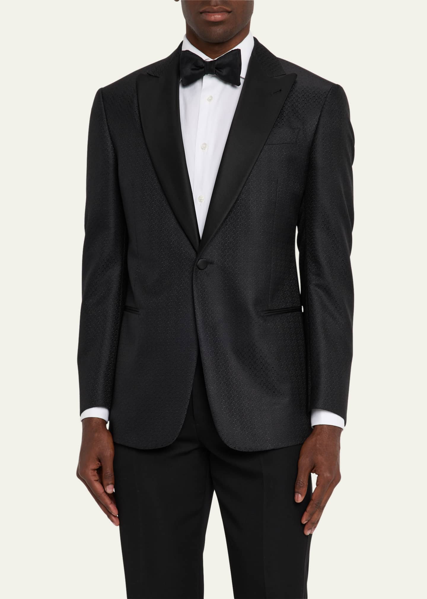 Giorgio Armani Men's Honeycomb Satin Peak Lapel Dinner Jacket Image 4 of 8