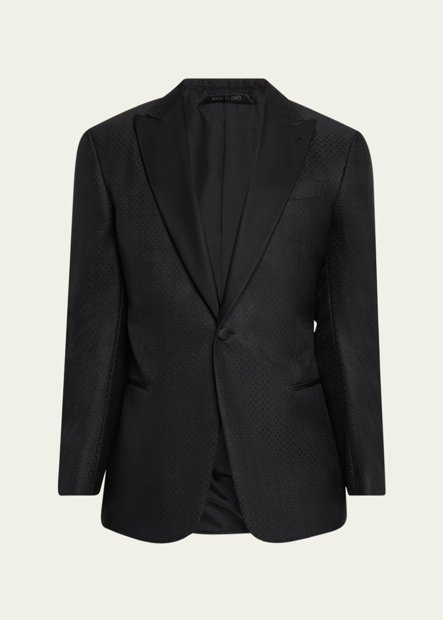 Giorgio Armani Men's Honeycomb Satin Peak Lapel Dinner Jacket Image 1 of 8