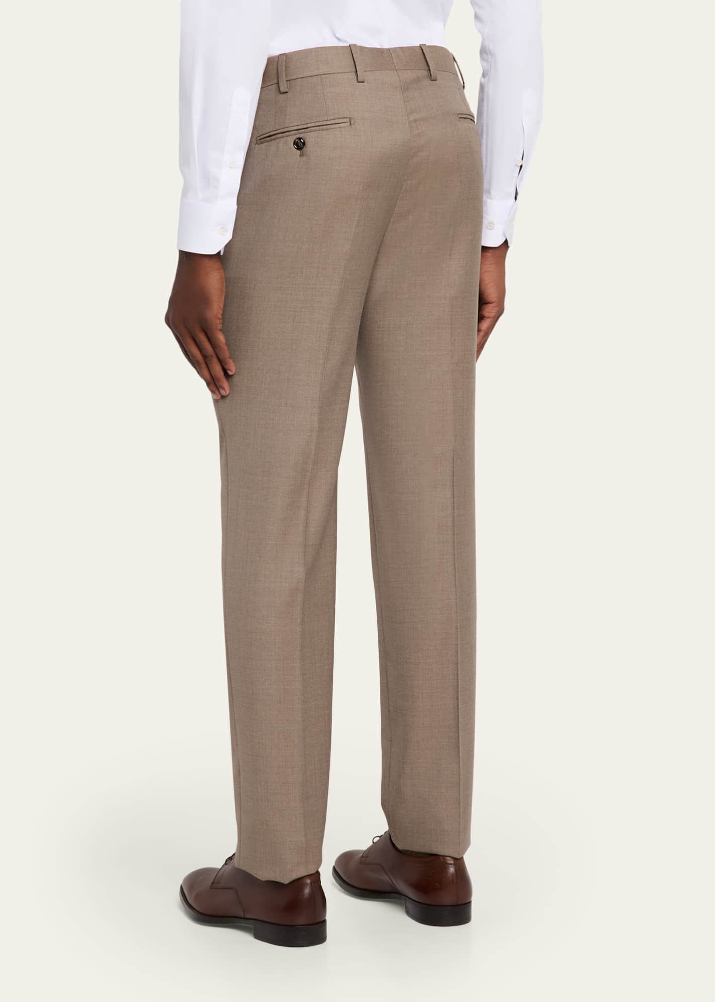 Giorgio Armani Men's Wool Sharkskin Flat Front Trousers Image 3 of 5