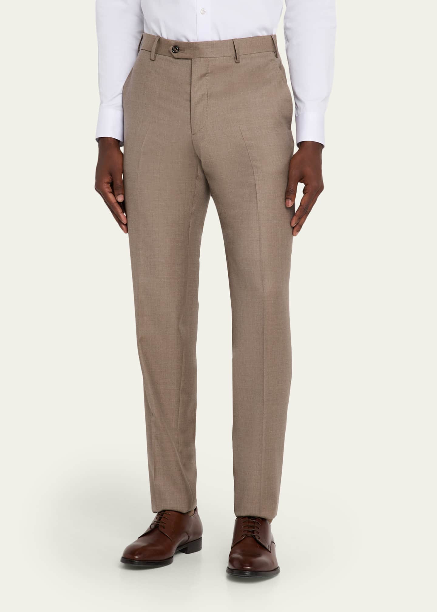Giorgio Armani Men's Wool Sharkskin Flat Front Trousers Image 4 of 5