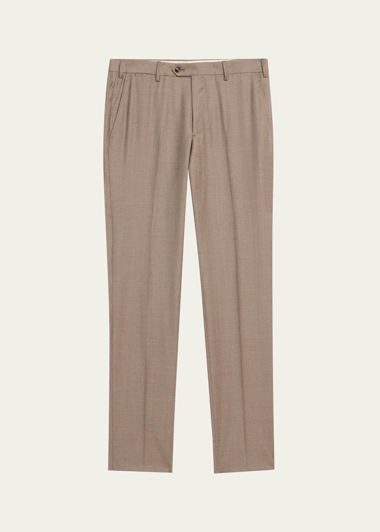 Giorgio Armani Men's Wool Sharkskin Flat Front Trousers Image 1 of 5