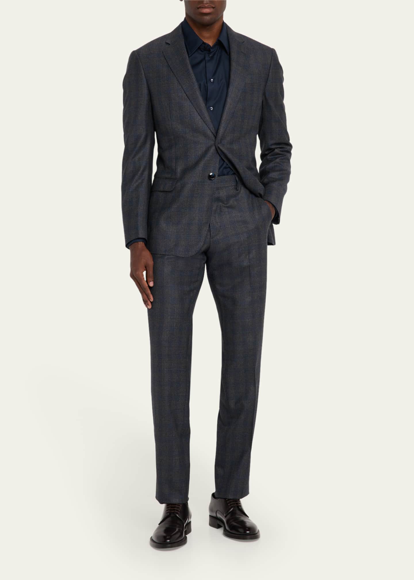 Giorgio Armani Men's Blurred Plaid G Line Two-Piece Suit Image 2 of 8