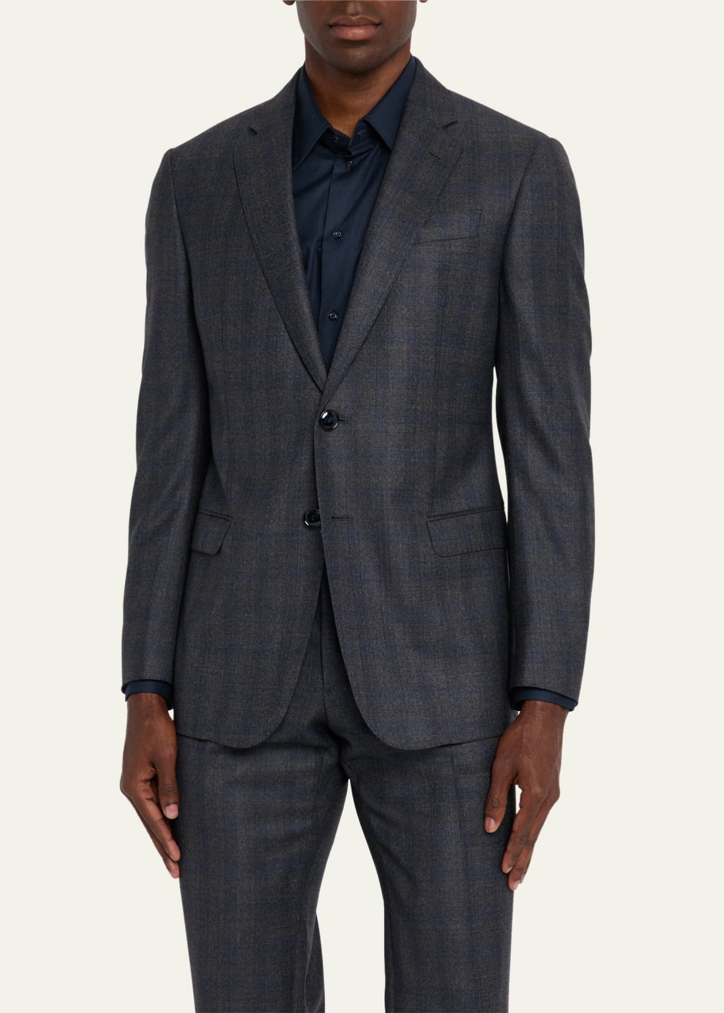 Giorgio Armani Men's Blurred Plaid G Line Two-Piece Suit Image 4 of 8