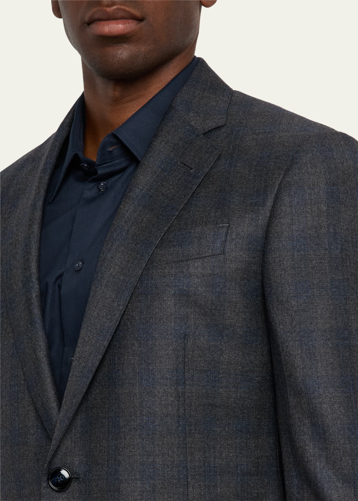 Giorgio Armani Men's Blurred Plaid G Line Two-Piece Suit Image 8 of 8