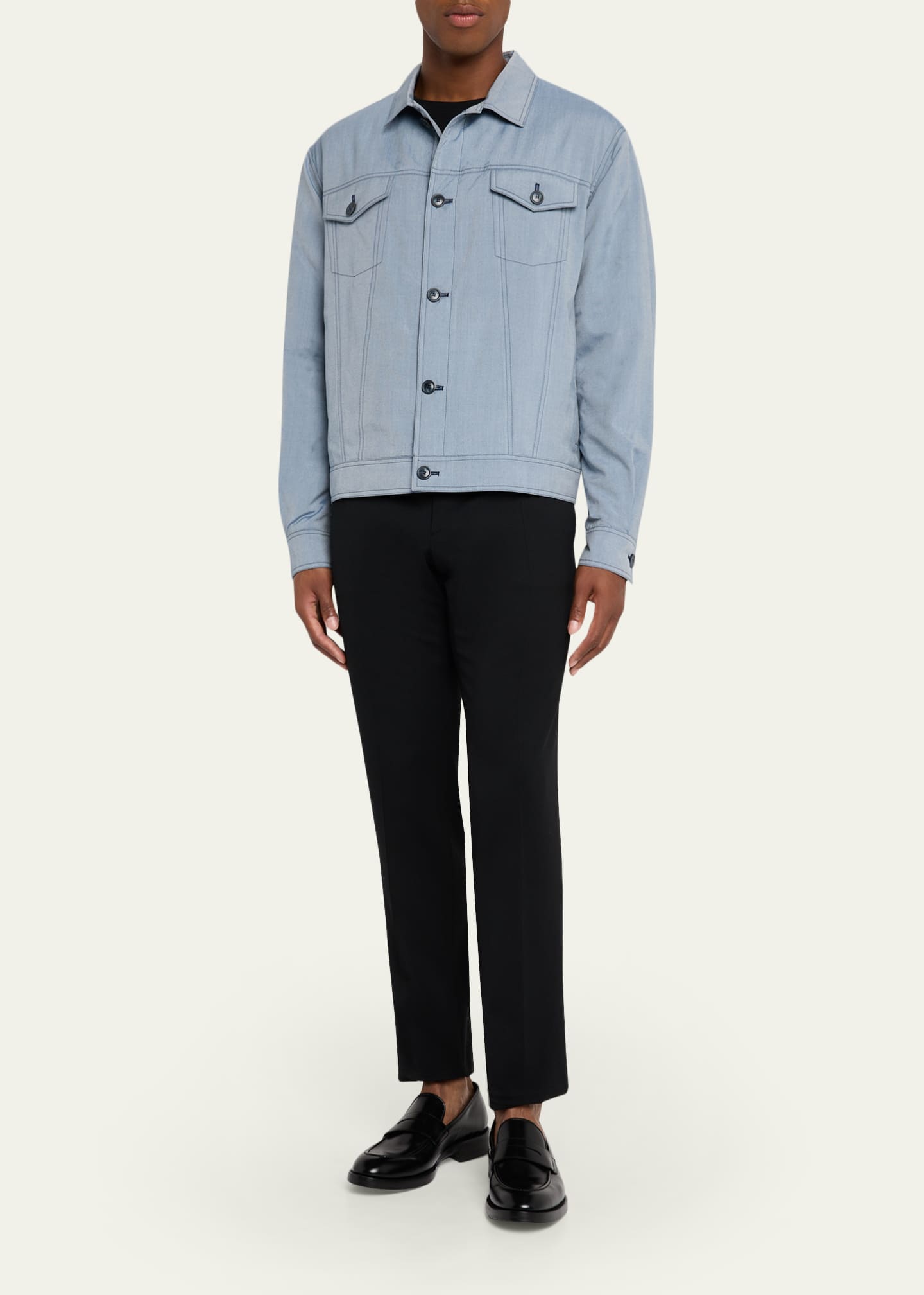 Giorgio Armani Men's Silk Denim Blouson Jacket Image 2 of 5