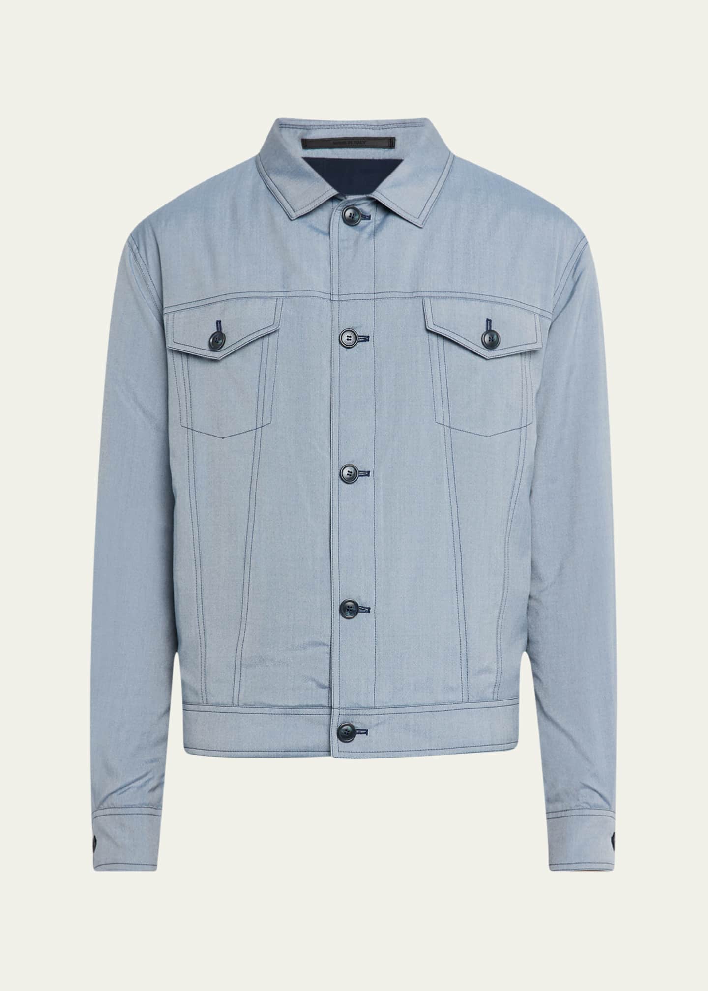 Giorgio Armani Men's Silk Denim Blouson Jacket Image 1 of 5