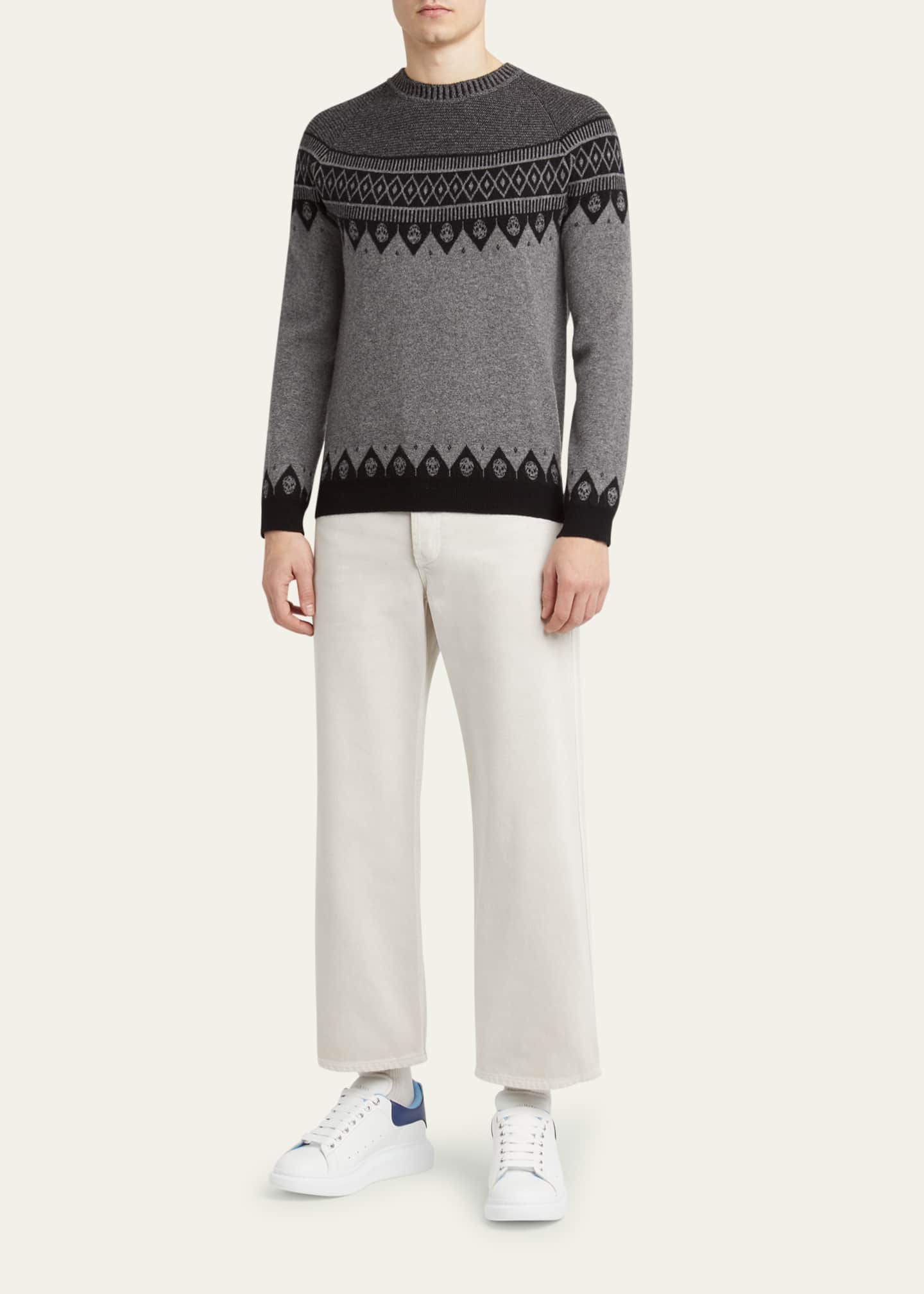 McQueen Men's Oversized Leather Double-Backstay Sneakers Image 3 of 6