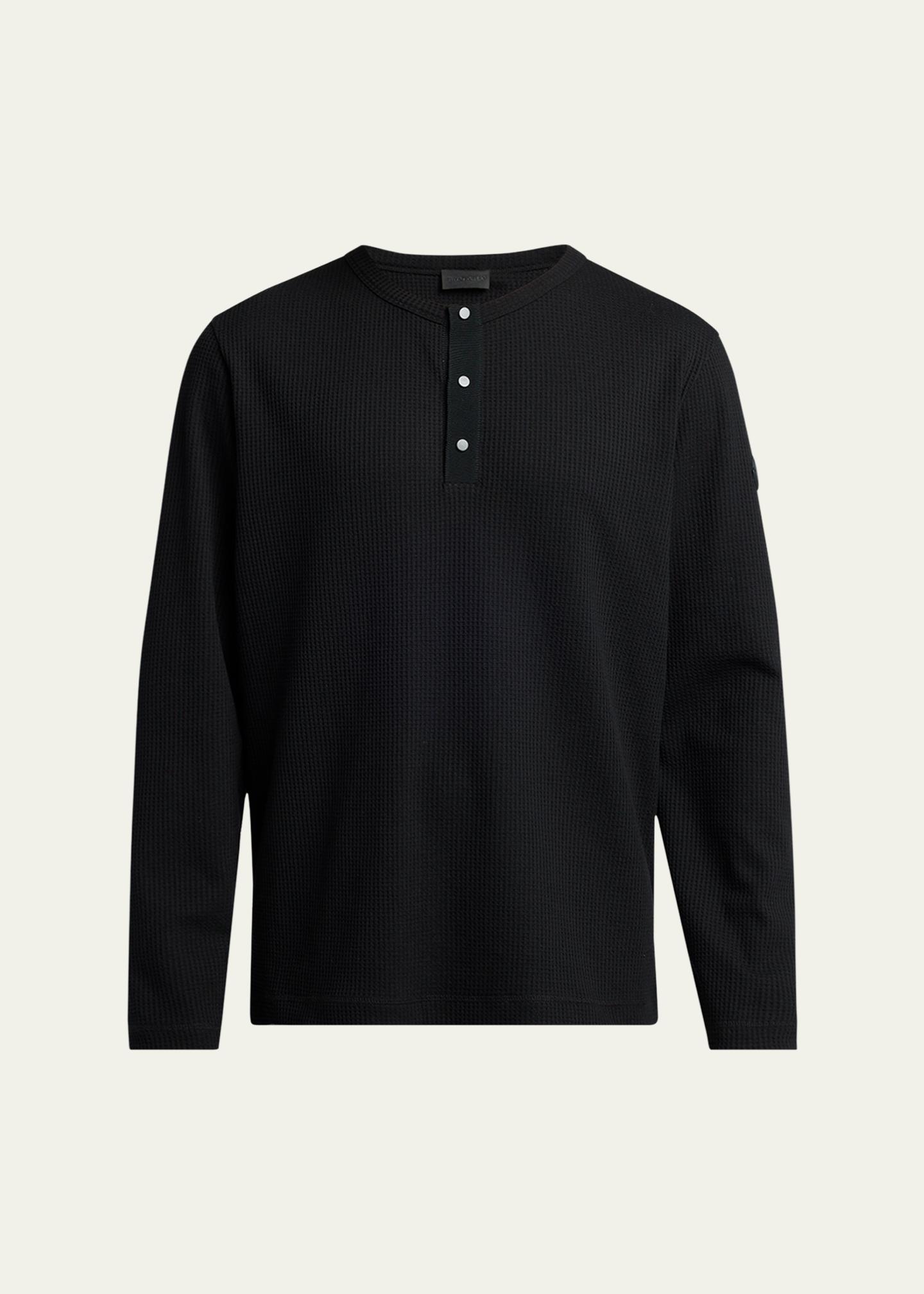 Moncler Men's Waffle Knit Long-Sleeve Henley T-Shirt - Bergdorf