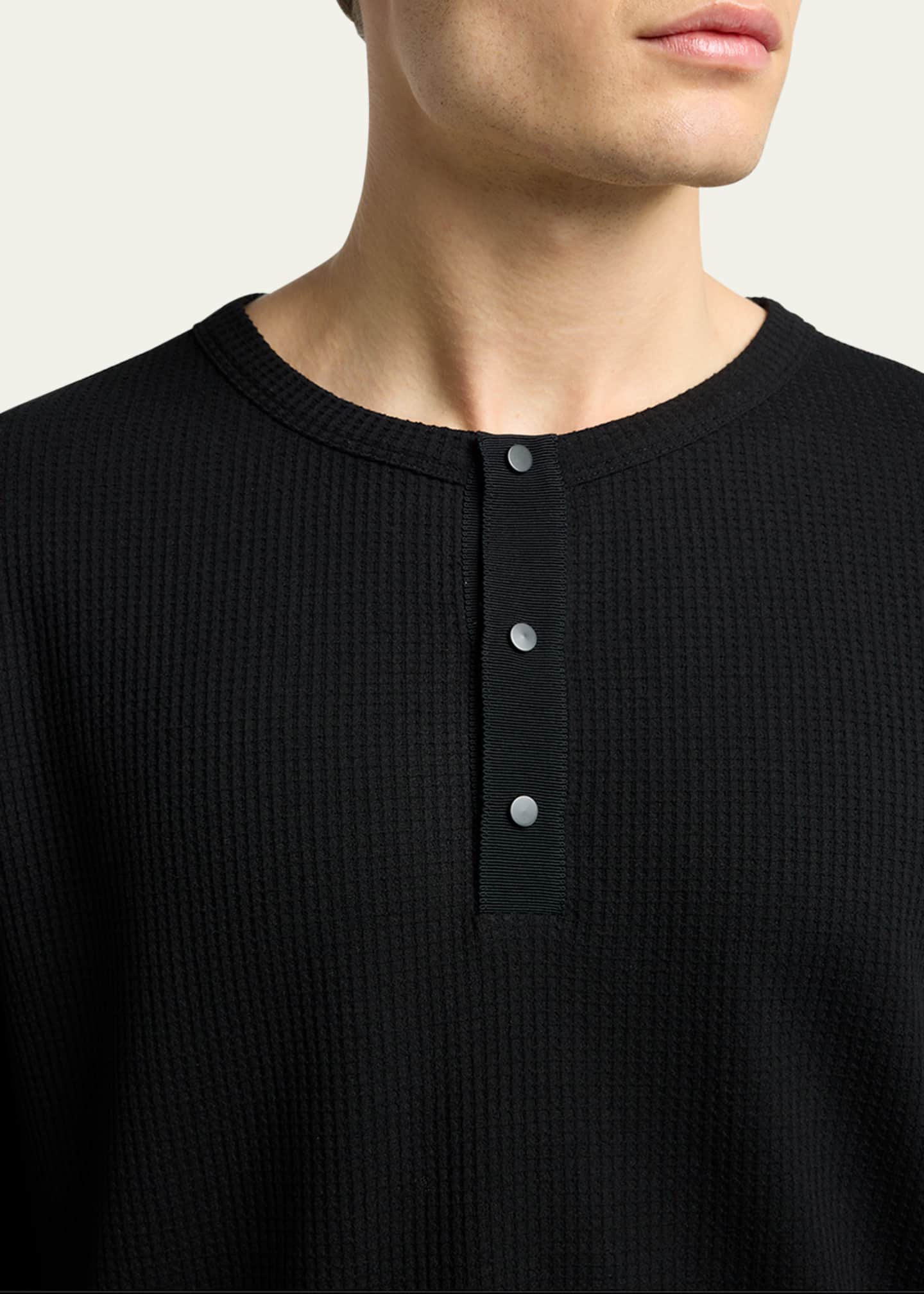 Moncler Men's Waffle Knit Long-Sleeve Henley T-Shirt - Bergdorf