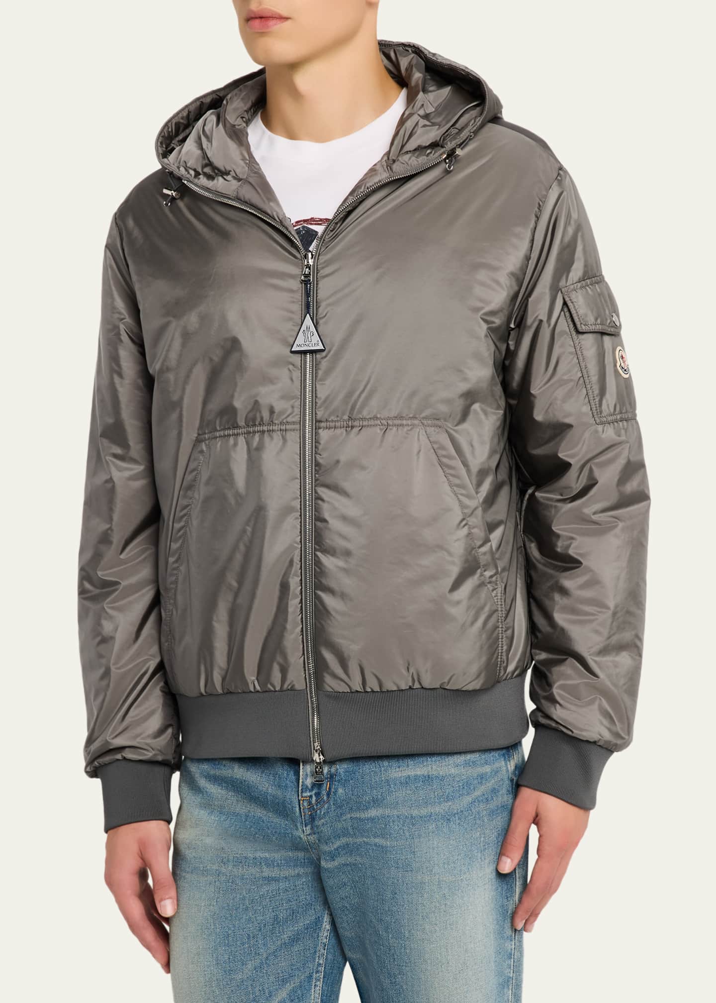 Moncler Men's Poiliot Hooded Nylon Down Jacket - Bergdorf Goodman