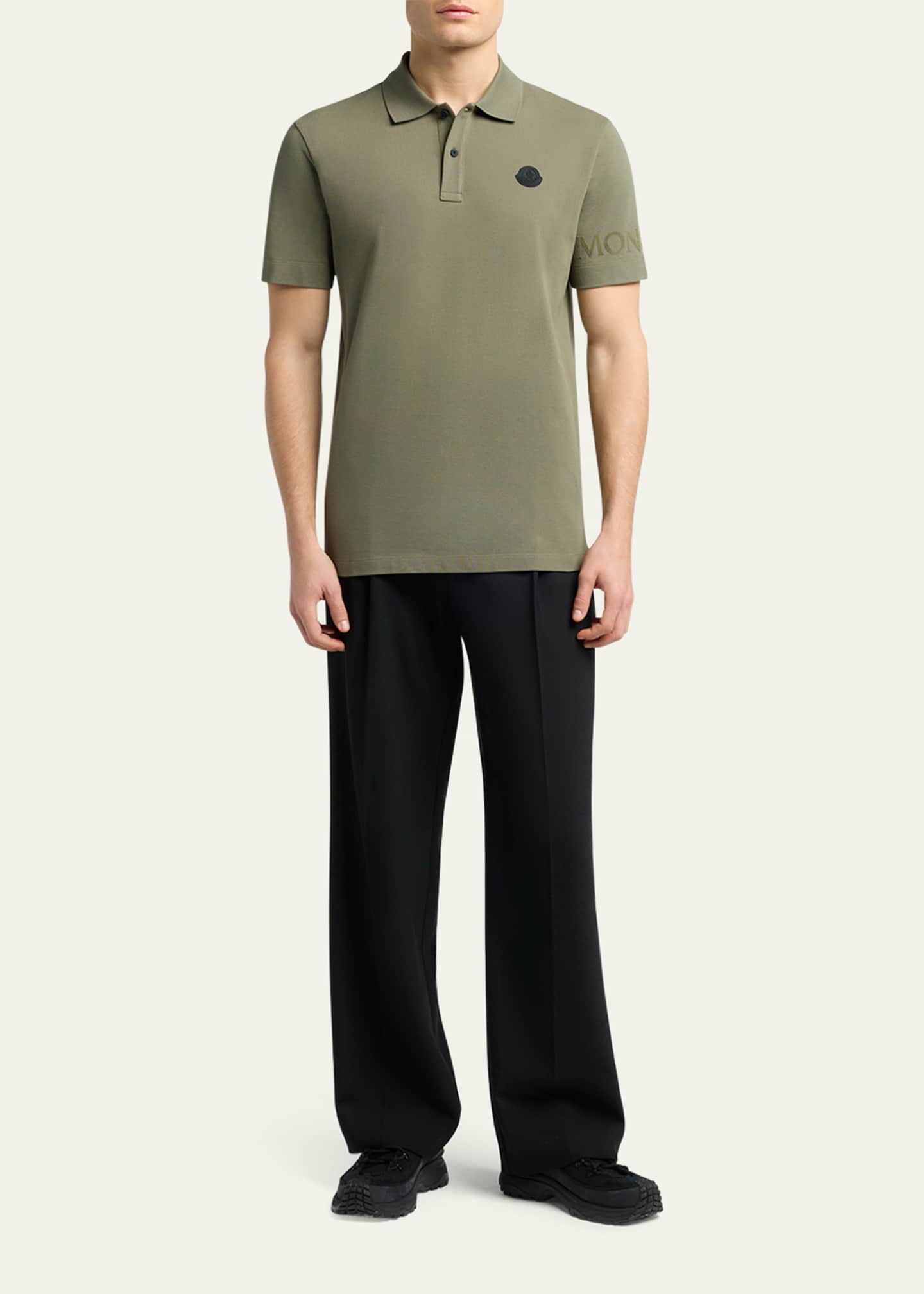 Moncler Men's Sleeve-Logo Pique Polo Shirt Image 2 of 5