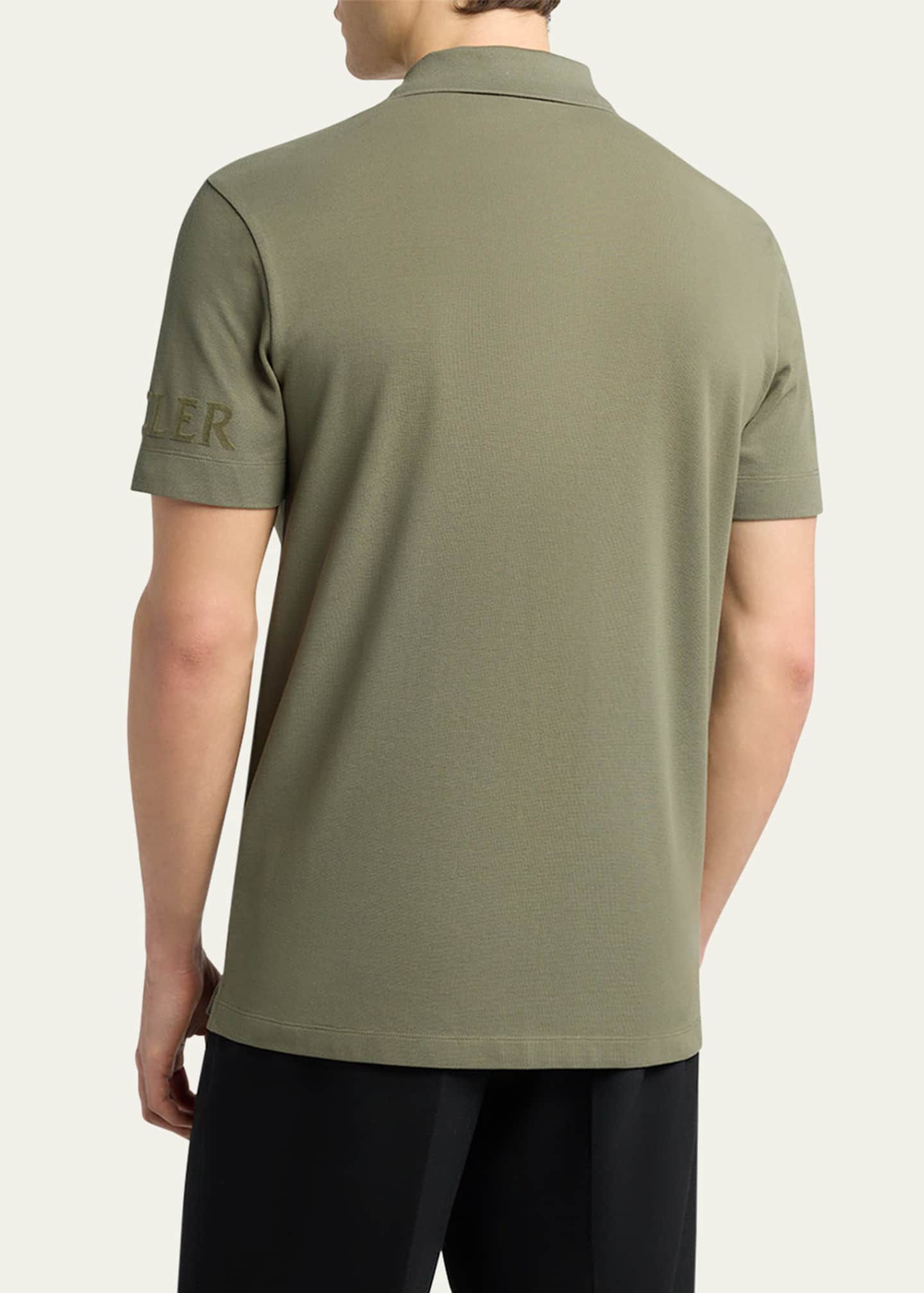Moncler Men's Sleeve-Logo Pique Polo Shirt Image 3 of 5