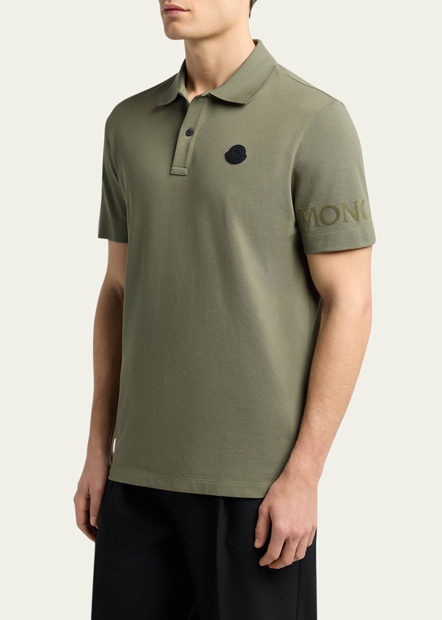 Moncler Men's Sleeve-Logo Pique Polo Shirt Image 4 of 5