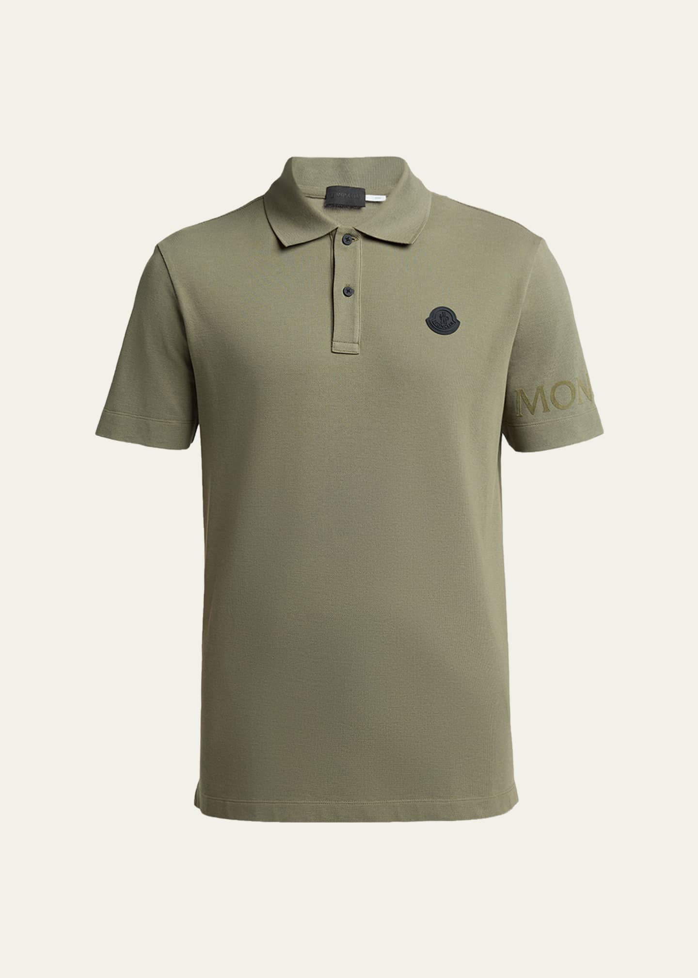 Moncler Men's Sleeve-Logo Pique Polo Shirt Image 1 of 5