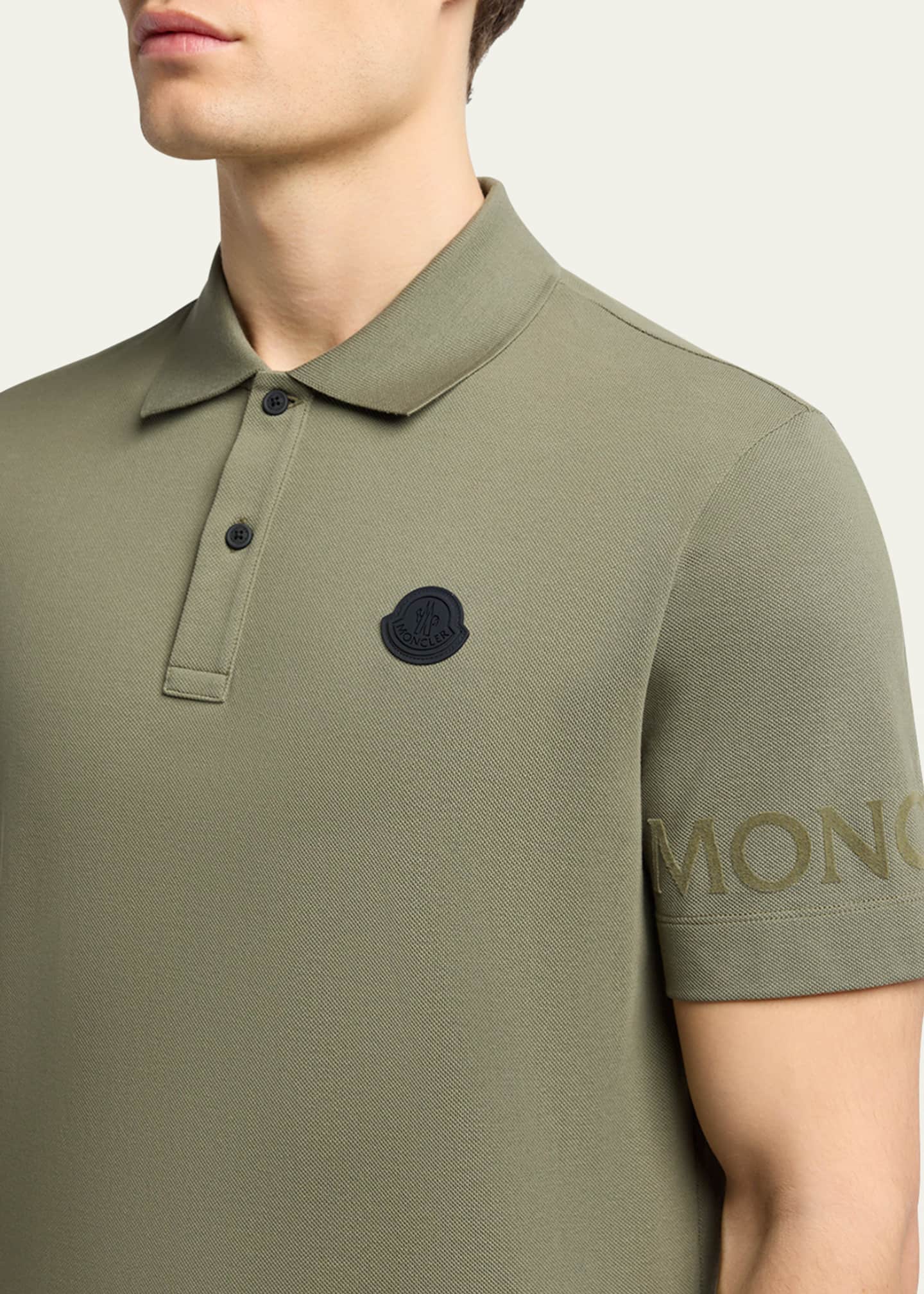 Moncler Men's Sleeve-Logo Pique Polo Shirt Image 5 of 5