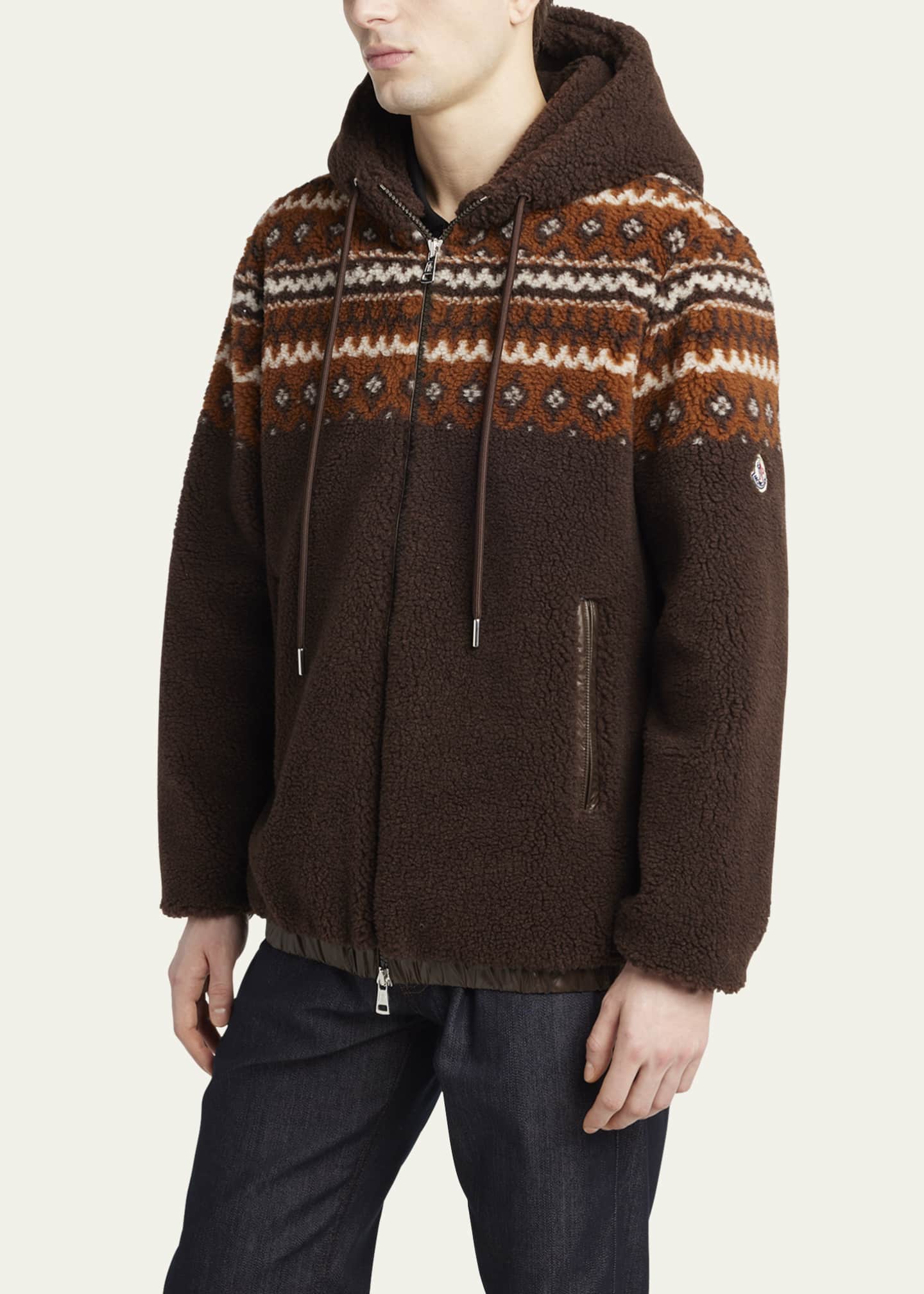 Moncler Men's Teddy Boucle Hooded Full-Zip Jacket - Bergdorf Goodman