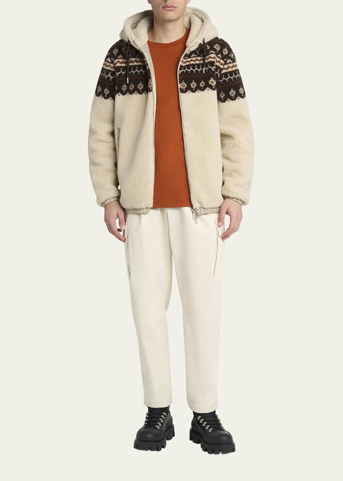 Moncler Men's Teddy Boucle Hooded Full-Zip Jacket - Bergdorf Goodman