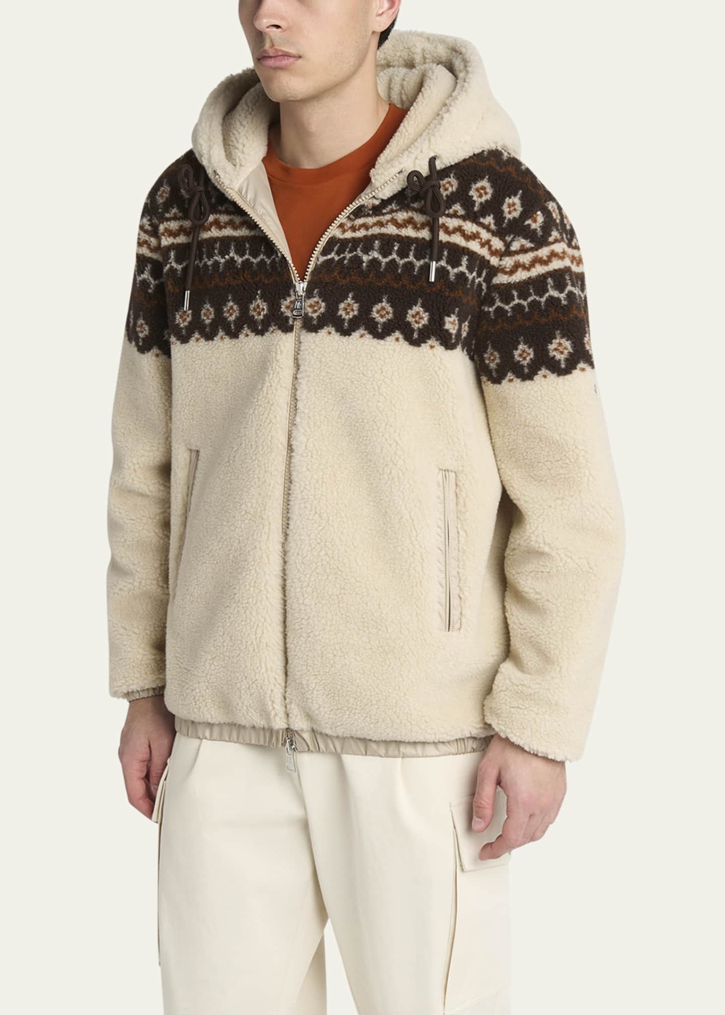 Moncler Men's Teddy Boucle Hooded Full-Zip Jacket - Bergdorf Goodman