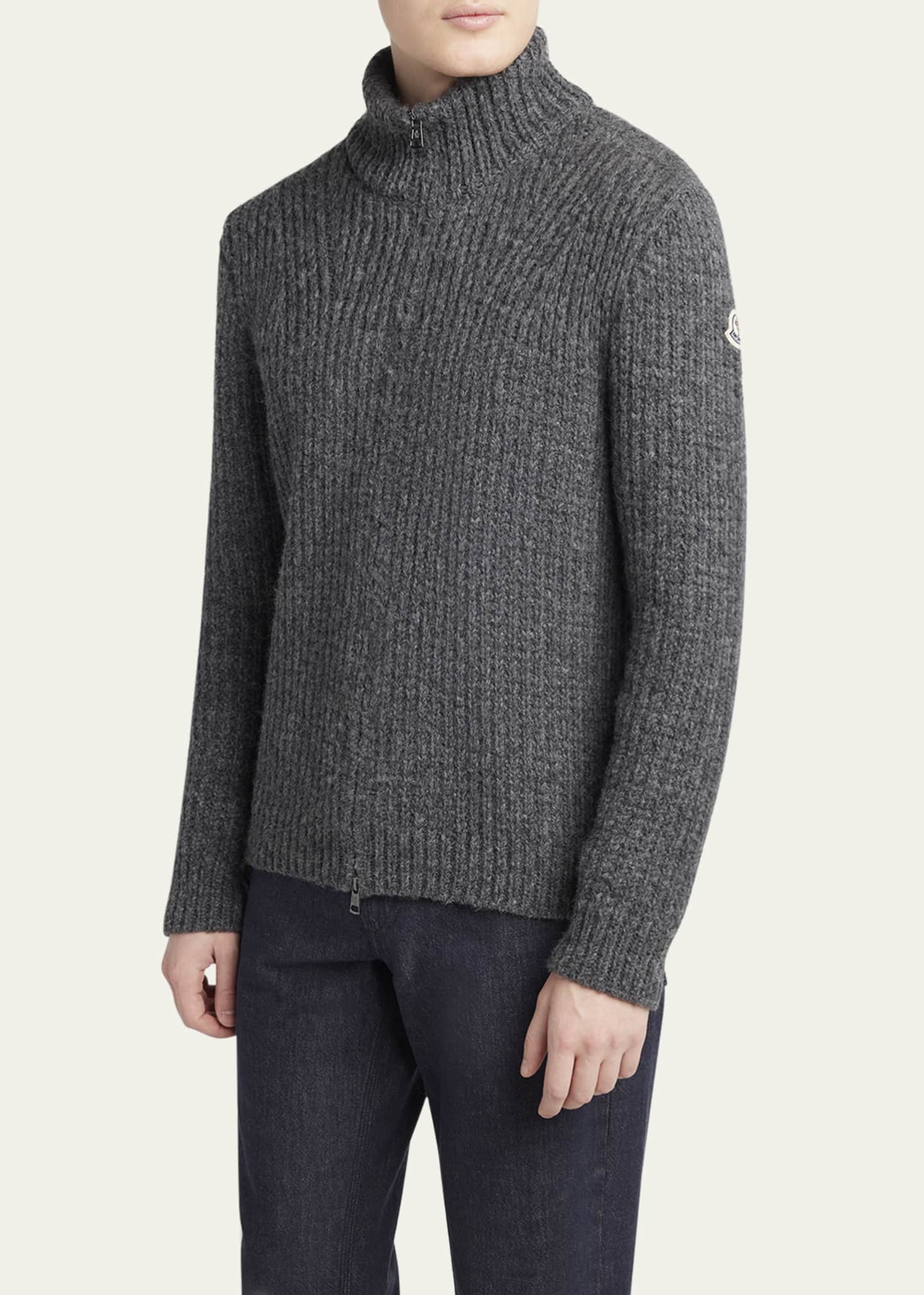 Moncler Men's Ribbed Full-Zip Sweater - Bergdorf Goodman