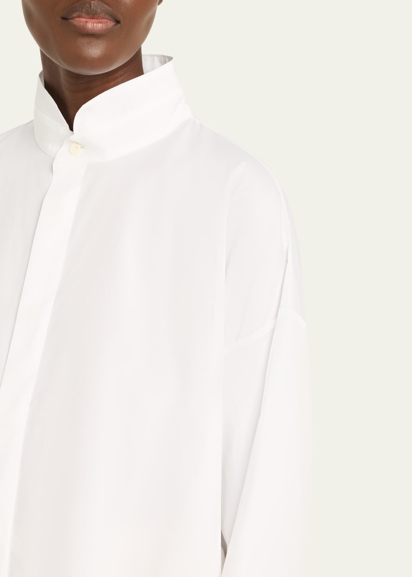Eskandar Slim A-Line Double Stand Collar Shirt with Stepped Insert (Long  Length) - Bergdorf Goodman