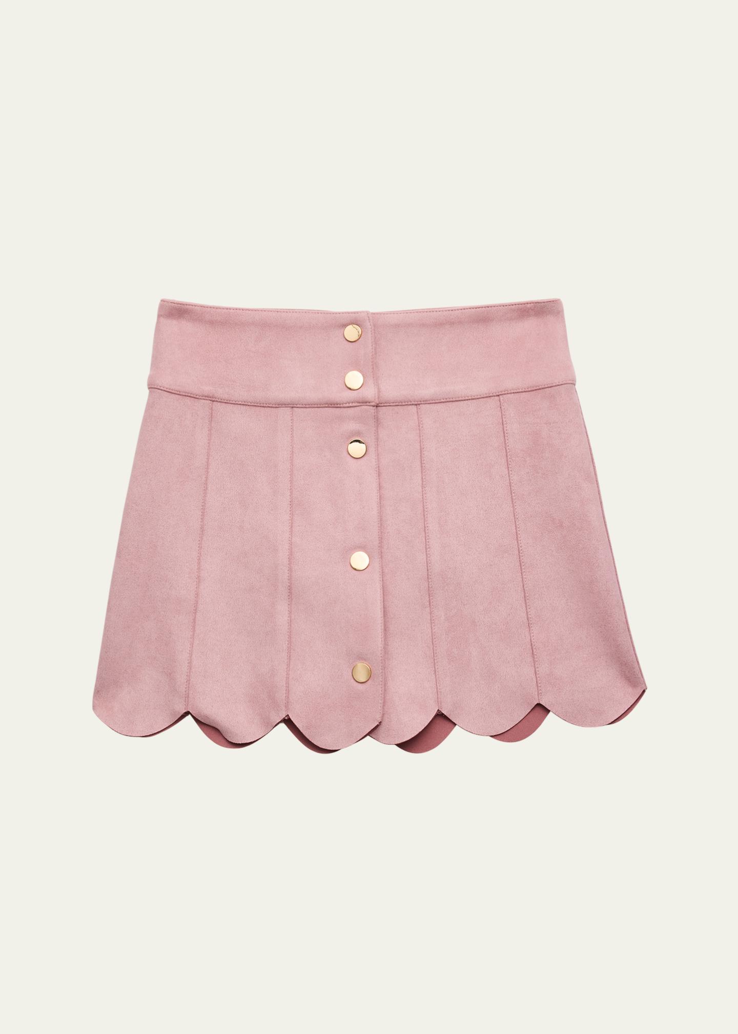 KatieJ NYC Girl's Tween Autumn Scalloped Mini Skirt, Size S-L