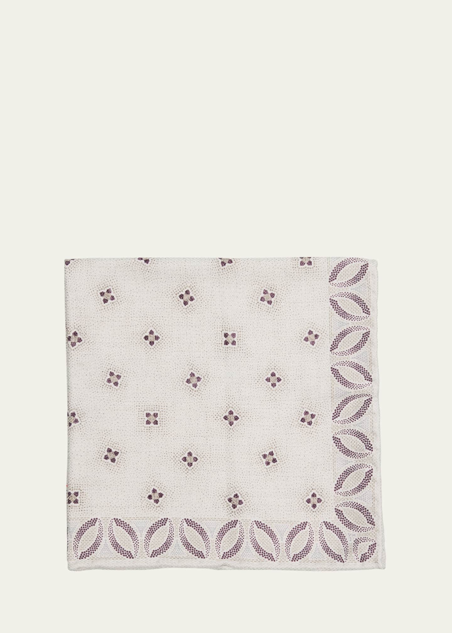 Brunello Cucinelli Men's Silk Floral Print Pocket Square