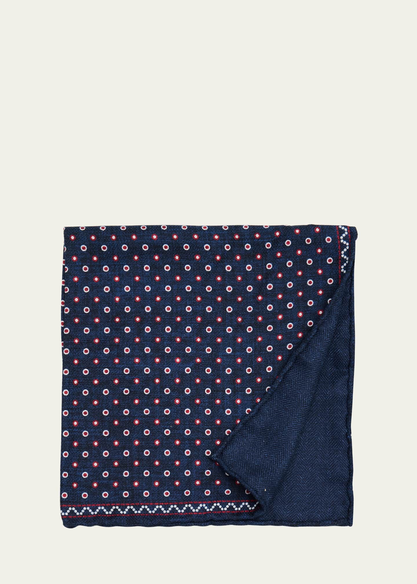 Brunello Cucinelli Men's Polka Dot-Print Silk Pocket Square