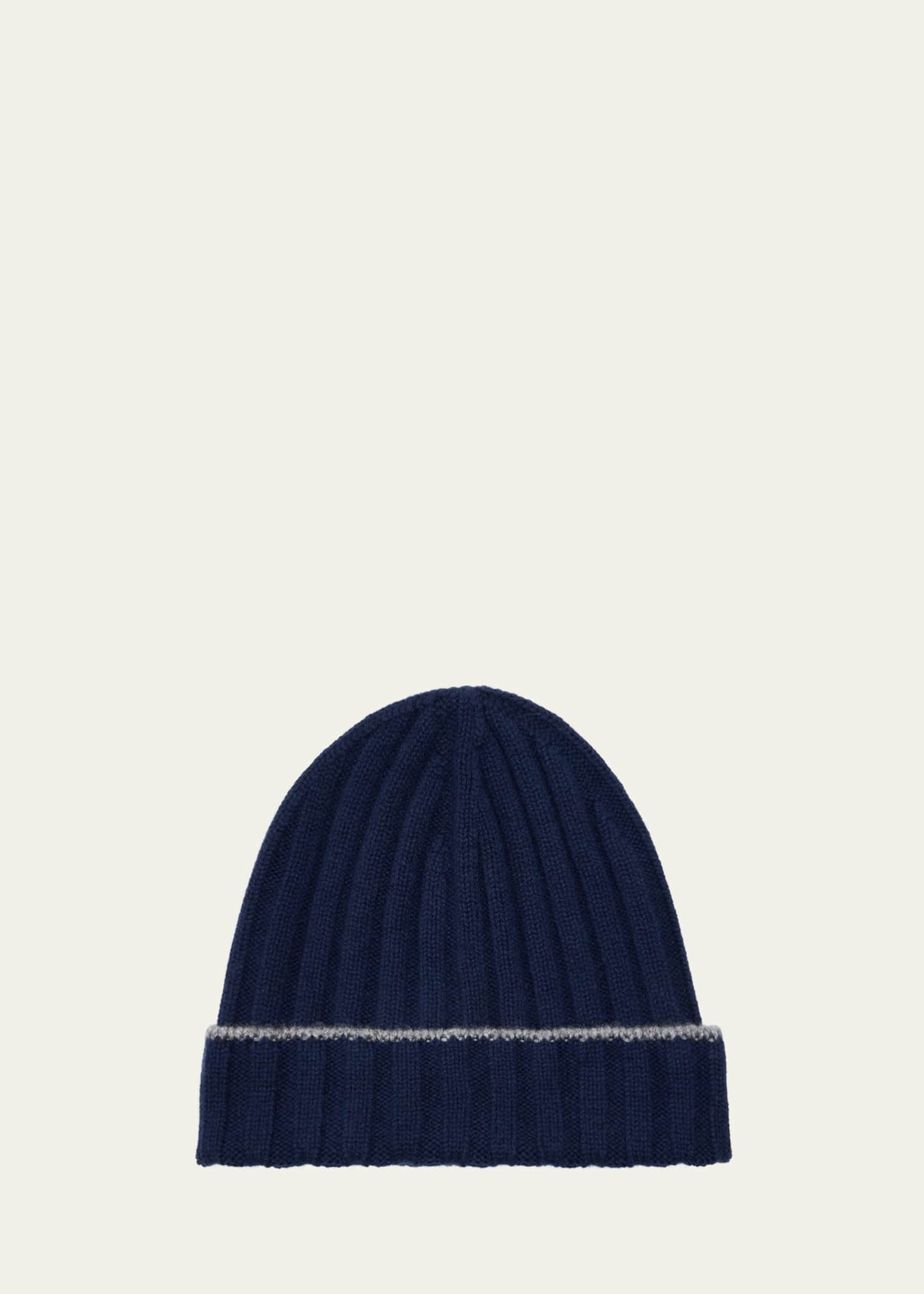 【関税&送料込】Brunello Cucinelli Ribbed Cashmere Hat Brunello Cucinelli Men's Tipped Cashmere Rib Beanie Hat